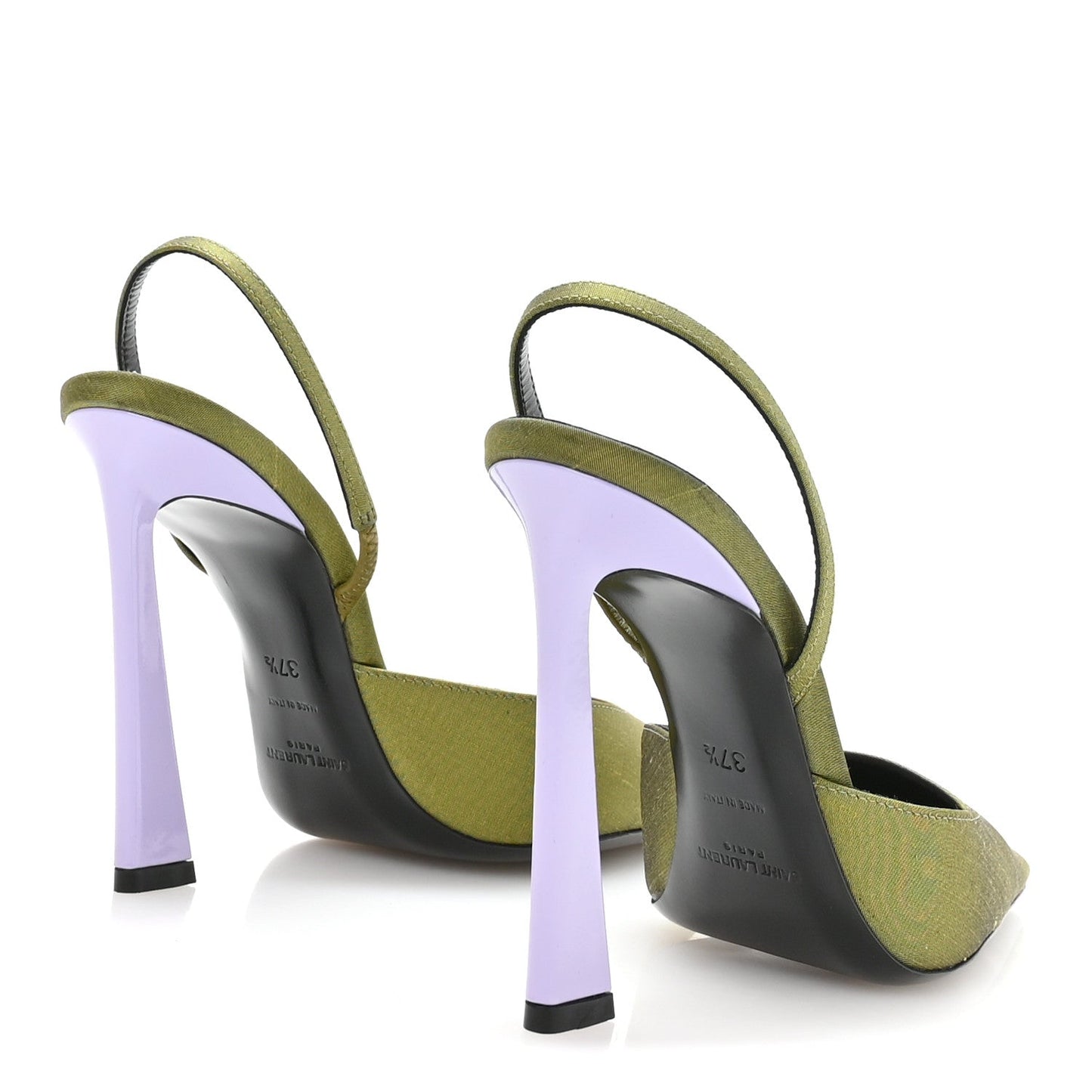 Crepe De Chine Blade 105 Slingback Pumps 37.5 Lime