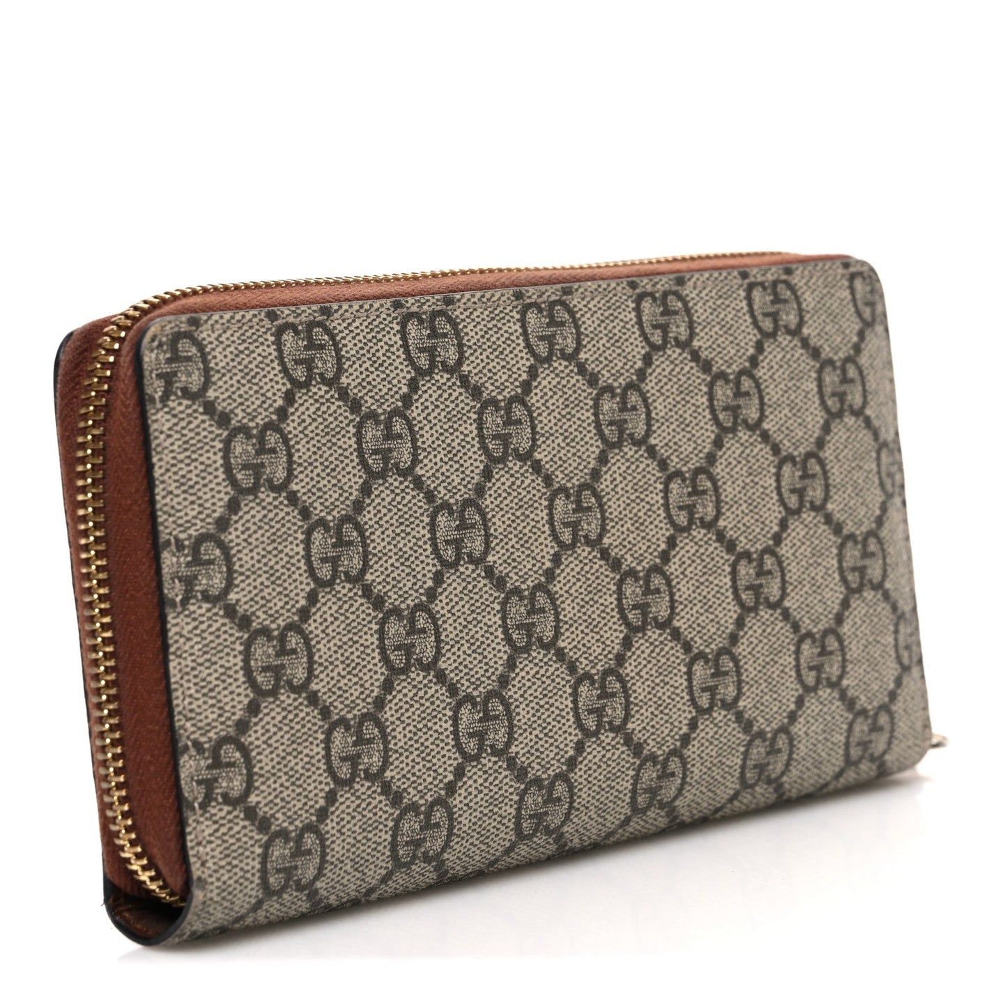 GG Supreme Monogram Cuoio Toscano Zip Around Wallet Beige Ebony Cuir
