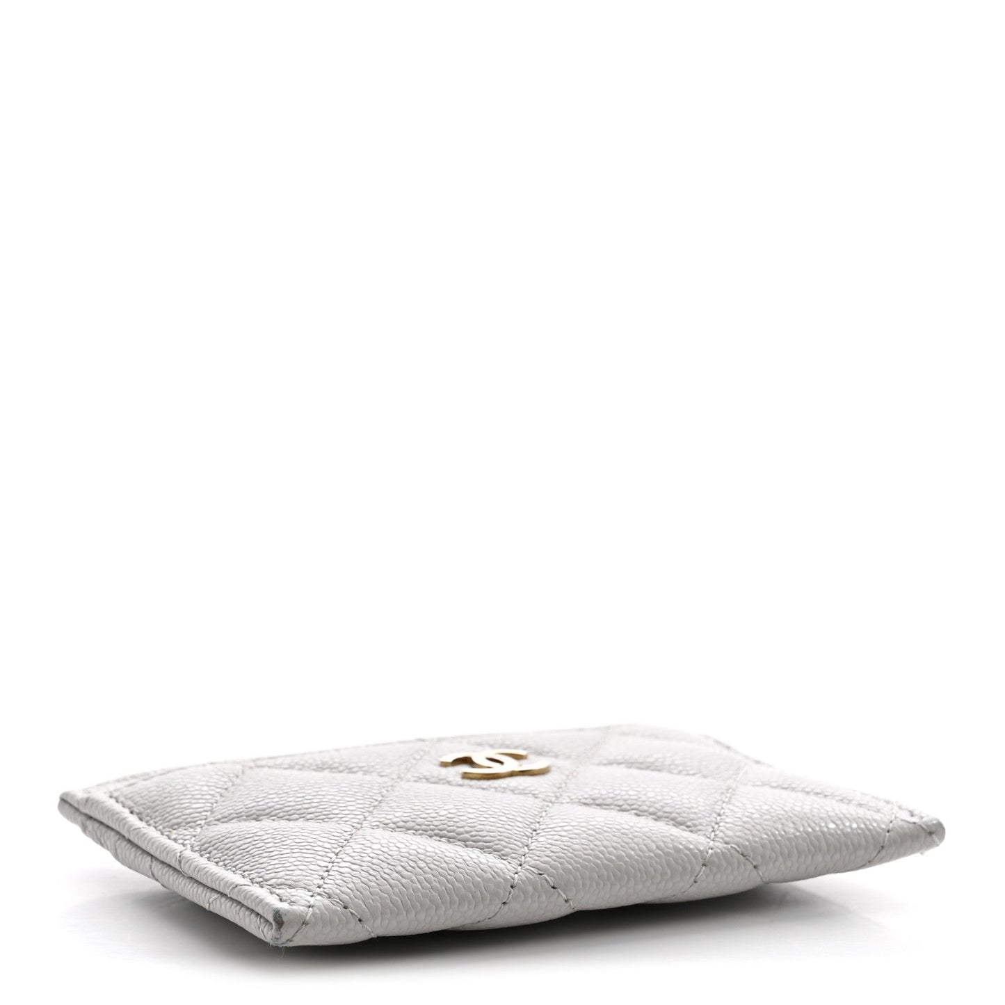 Caviar Quilted Card Holder Grey