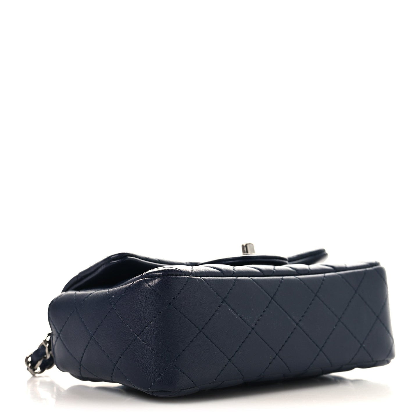 Lambskin Quilted Mini Rectangular Flap Dark Navy Blue