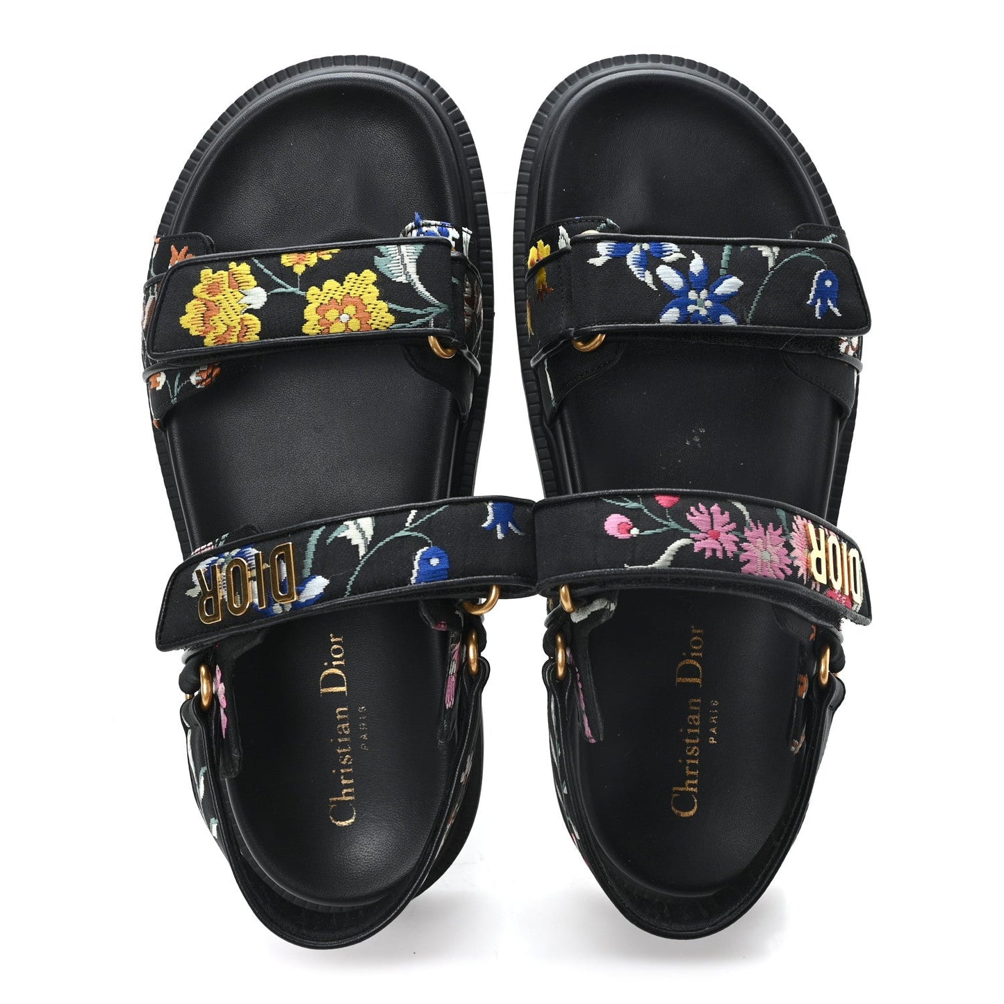 Technical Fabric Petites Fleurs Print Dioract Sandals 40 Black Multicolor