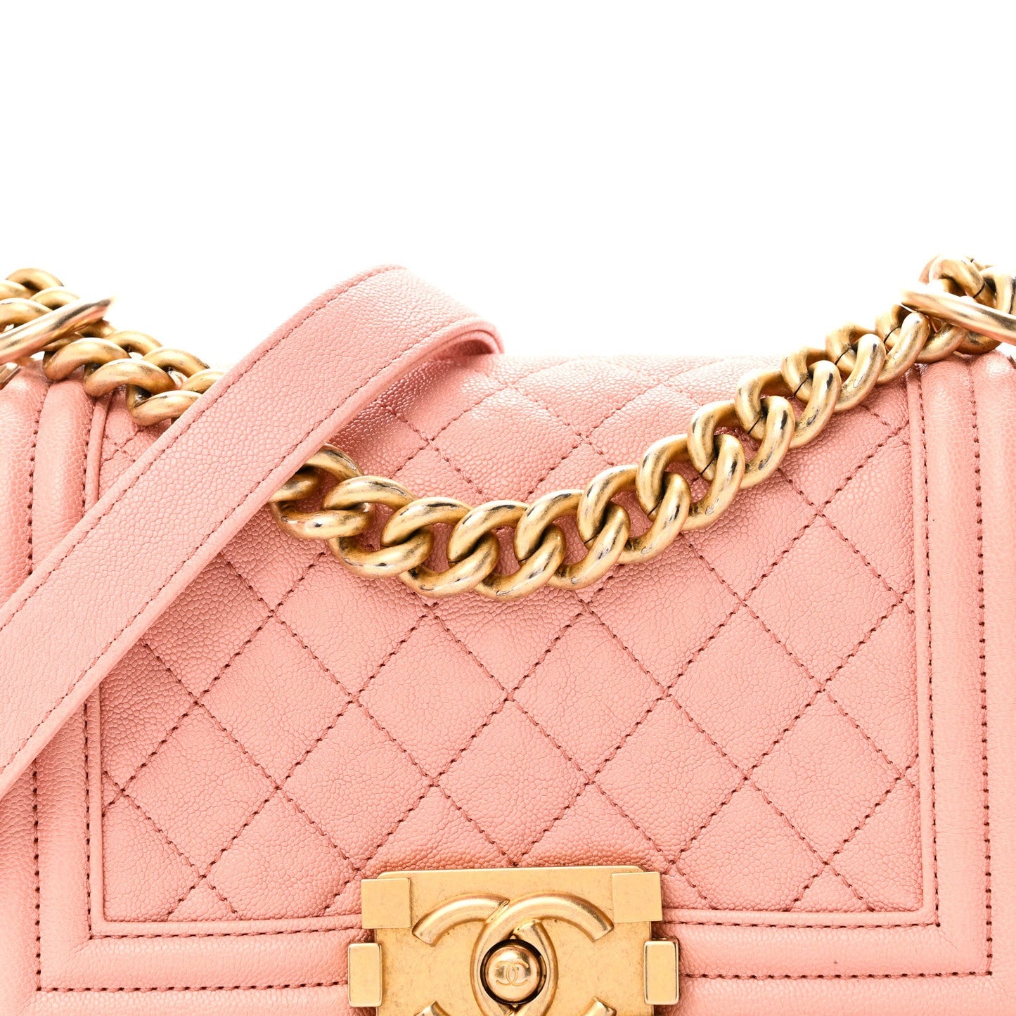 Caviar Quilted Small Boy Flap Pink