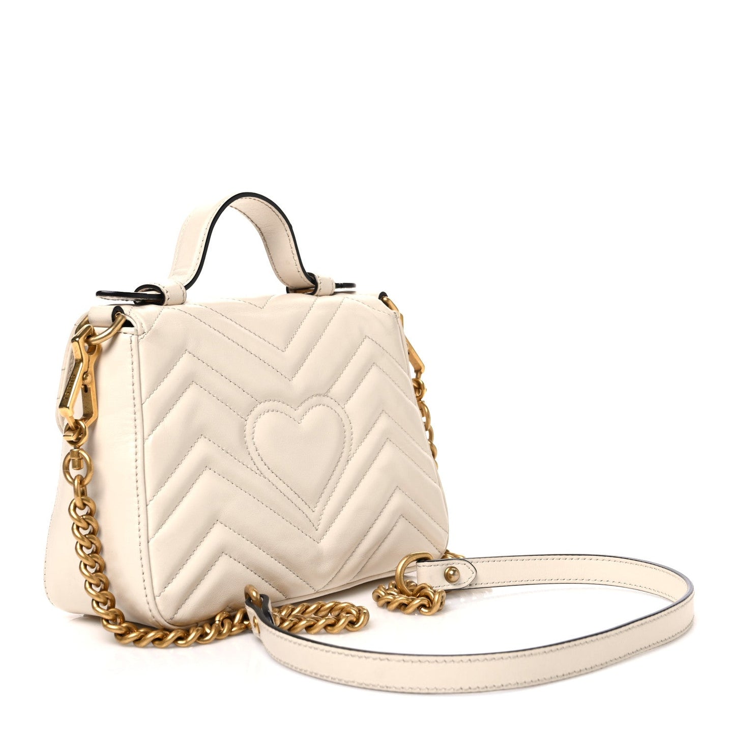 Calfskin Matelasse Mini GG Marmont Top Handle Shoulder Bag White