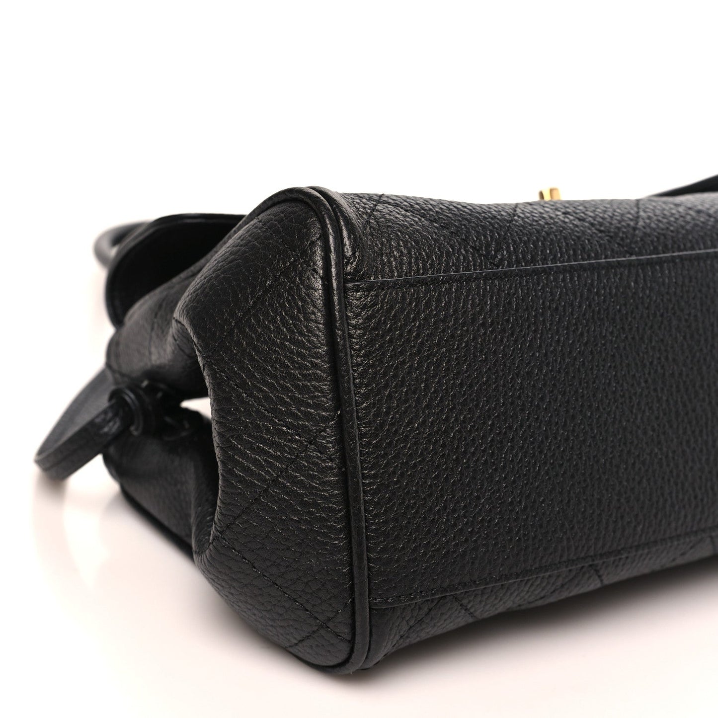 Grained Calfskin Stitched Urban Essentials Small Shopping Bag Black