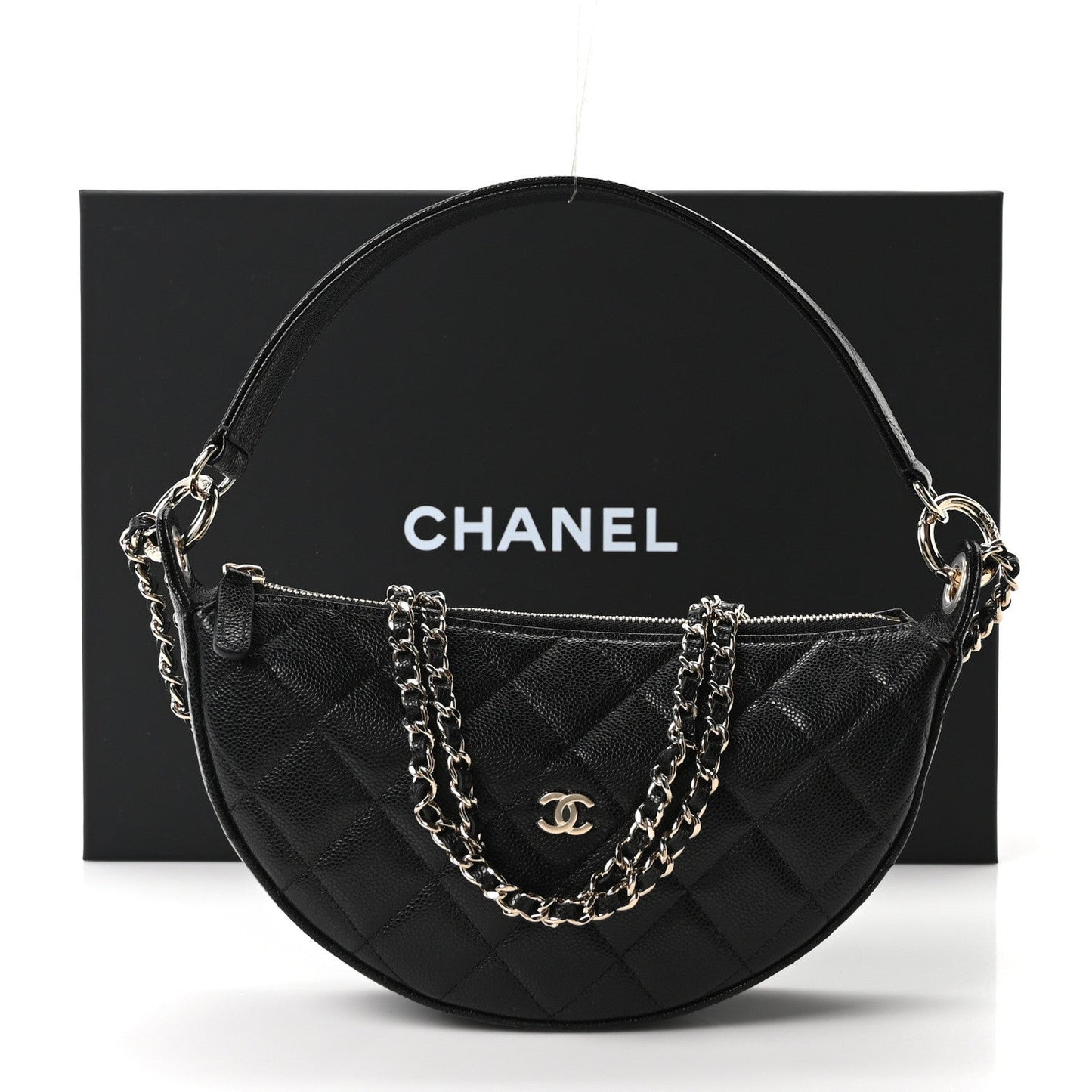 Caviar Quilted Clutch With Chain Black