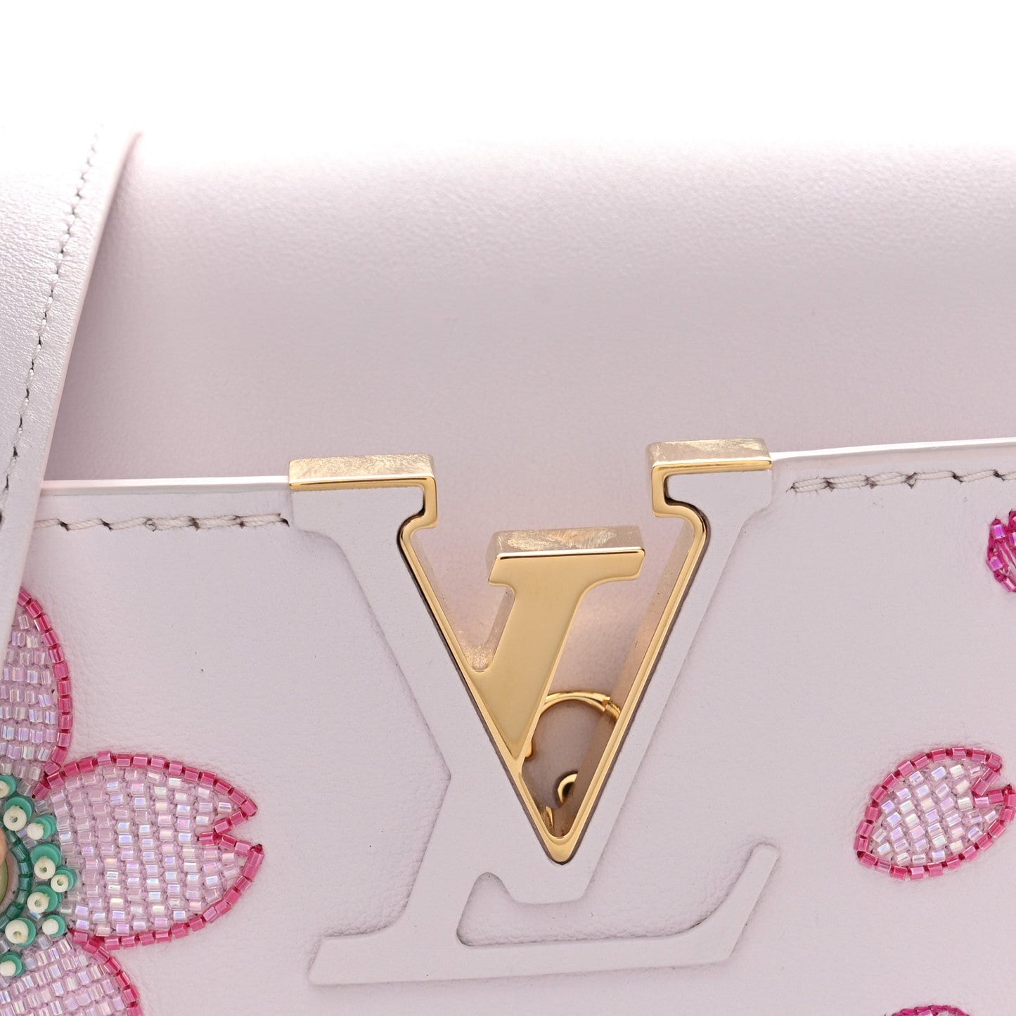 LV X TM Lambskin Beaded Embroidered Mini Cherry Blossom Capucines Pink
