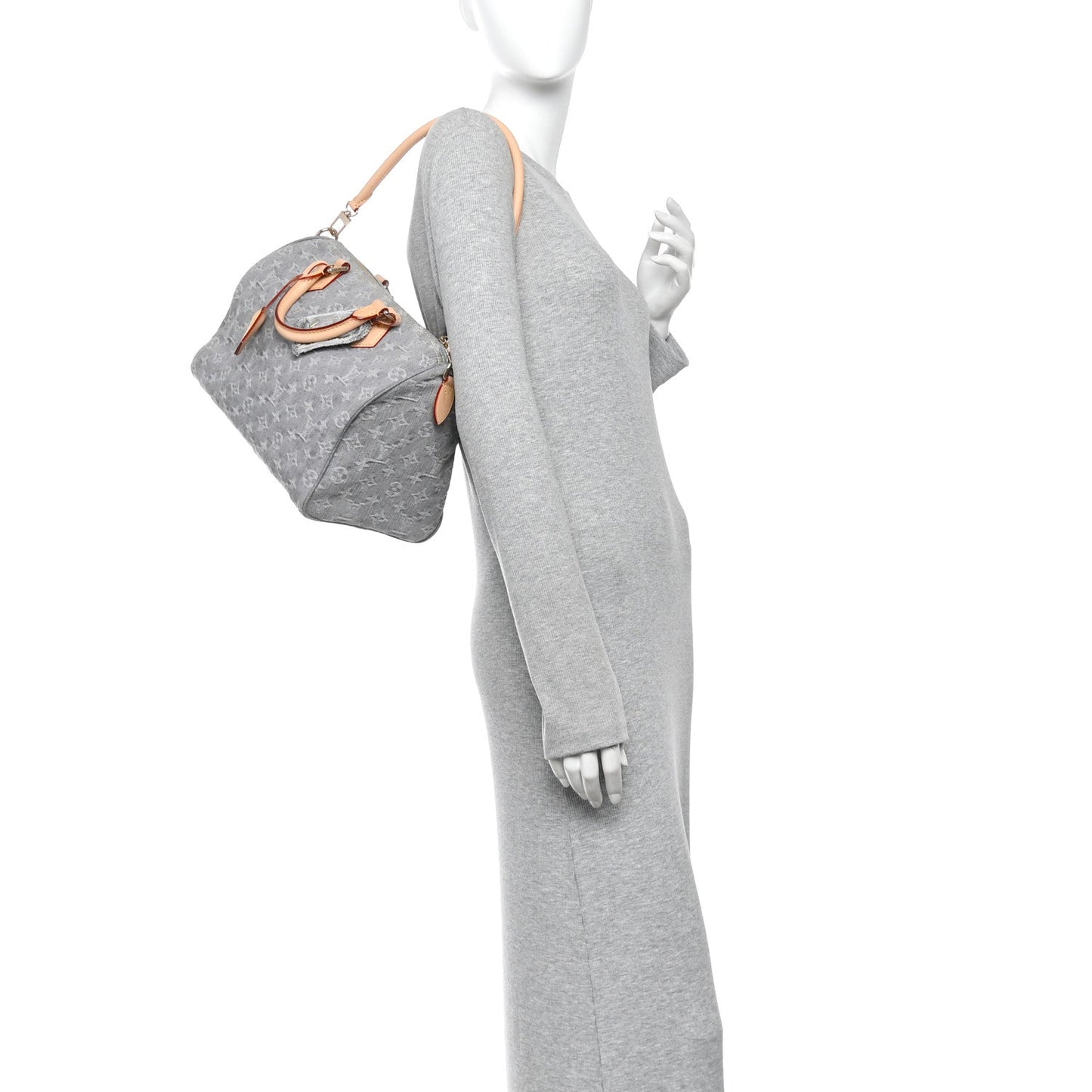 Monogram Denim Speedy Soft 30 Washed Gray
