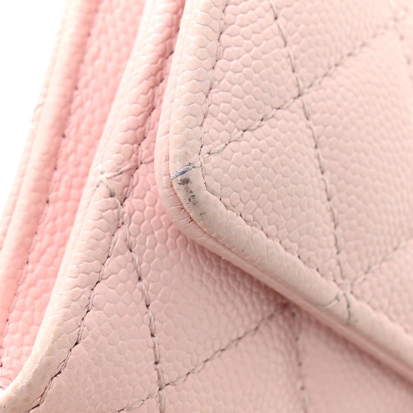 Caviar Quilted Crystal CC Flap Card Holder Pink