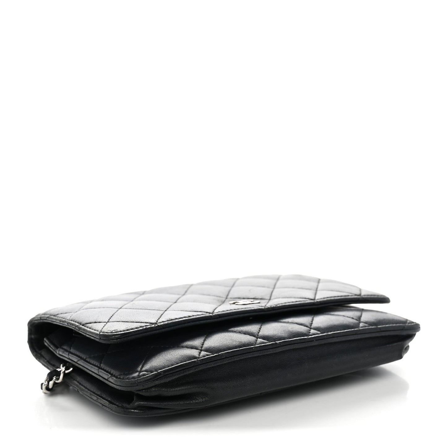 Lambskin Quilted Wallet On Chain WOC Black
