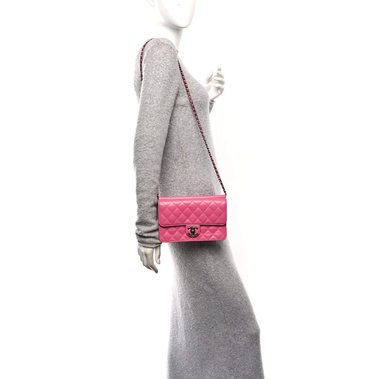 Lambskin Quilted Medium Crossing Times Flap Pink