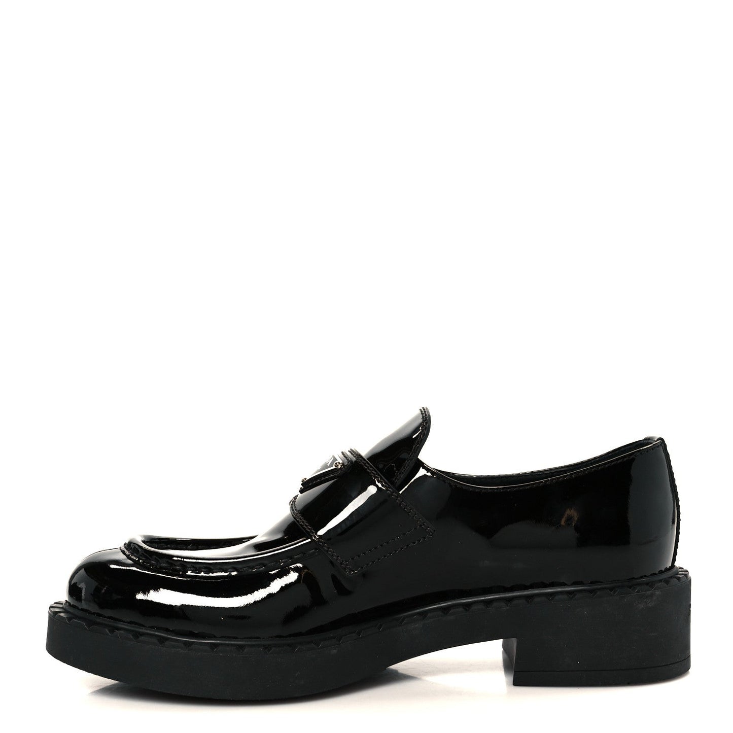 Vernice Metal Triangle Logo 50mm Loafers 39.5 Black