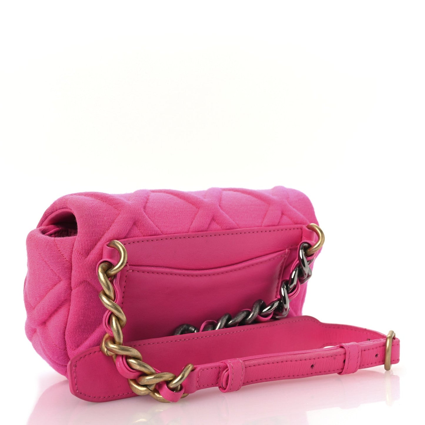 Jersey Quilted Chanel 19 Waist Bag Pink