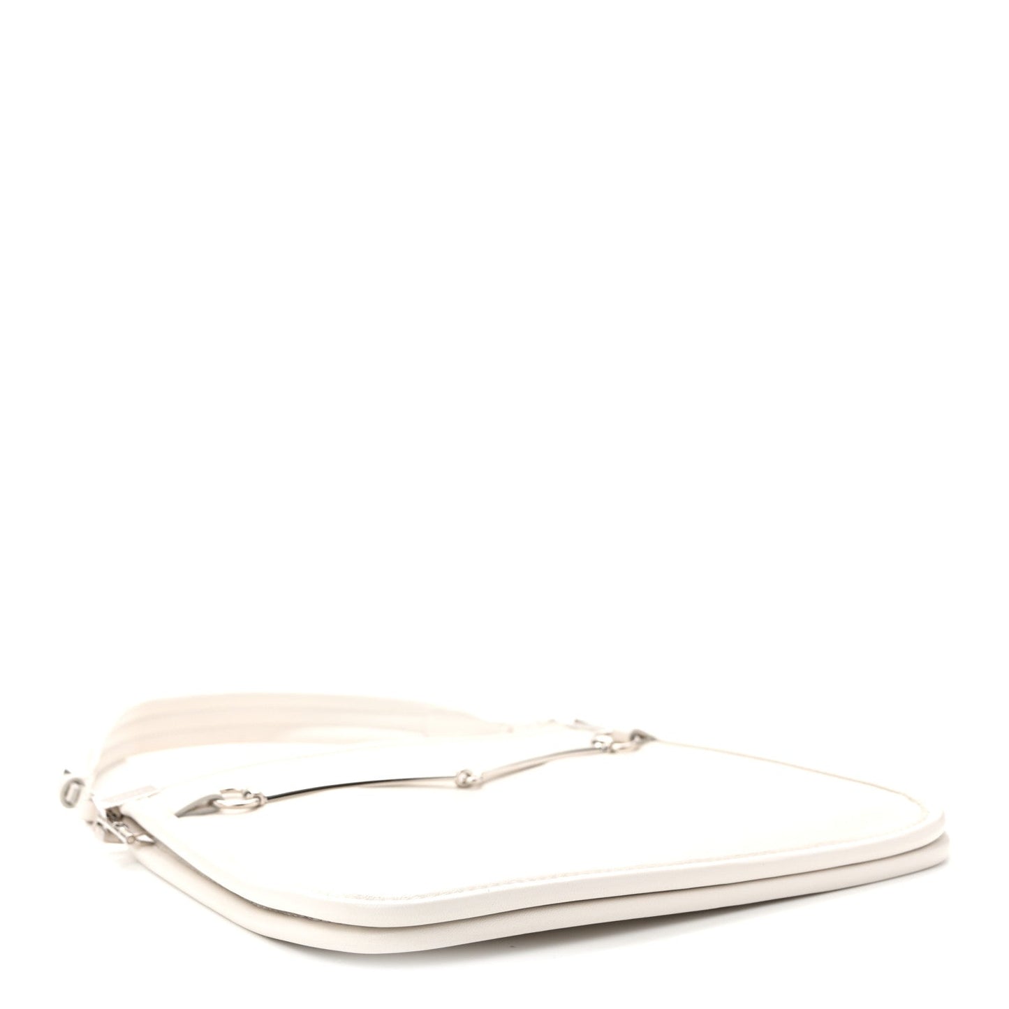Calfskin Horsebit Slim Shoulder Bag White