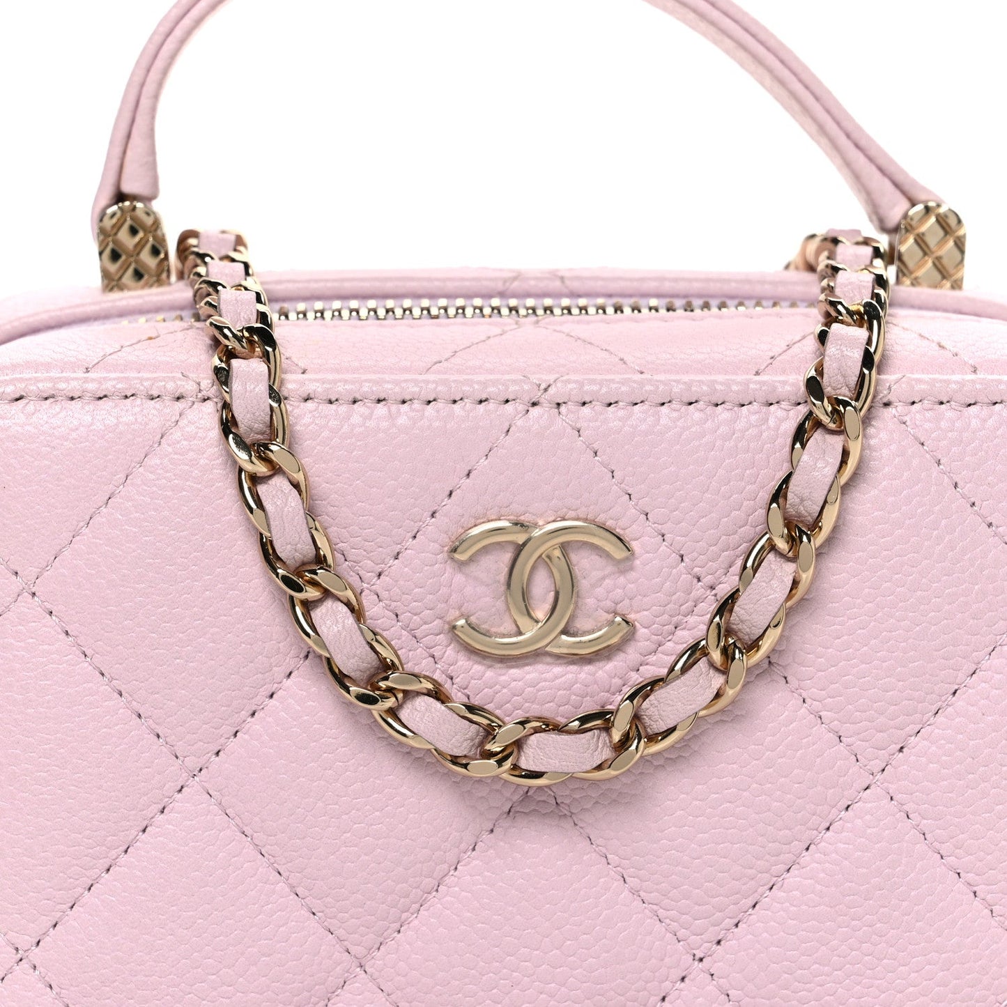 Caviar Quilted Top Handle Vanity Case Pink