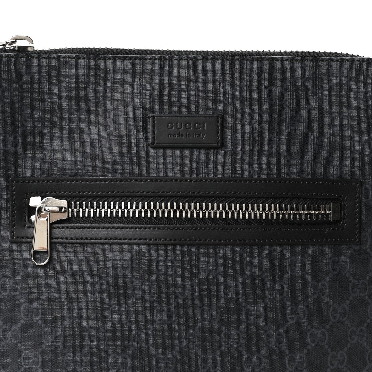 GG Supreme Monogram Appia Calfskin Web Flat Messenger Bag Black Grey