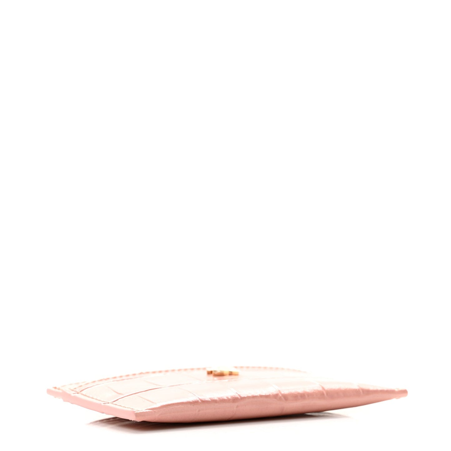 Calfskin Crocodile Embossed Crococo Card Holder Light Pink