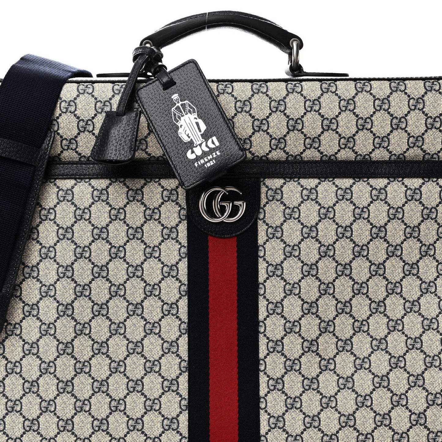 GG Supreme Monogram Web Savoy Garment Bag Beige Blue