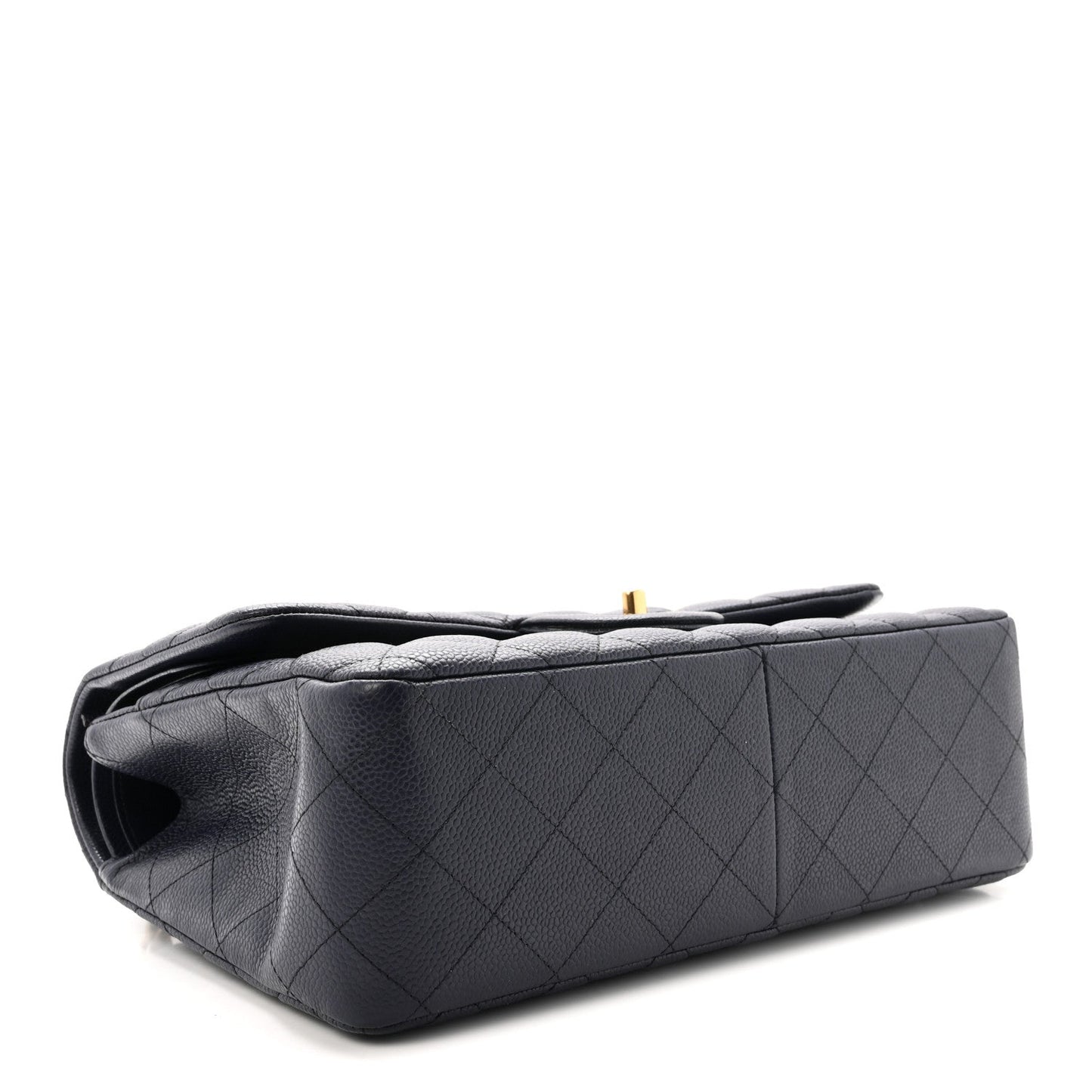 Caviar Quilted Jumbo Double Flap Navy Blue
