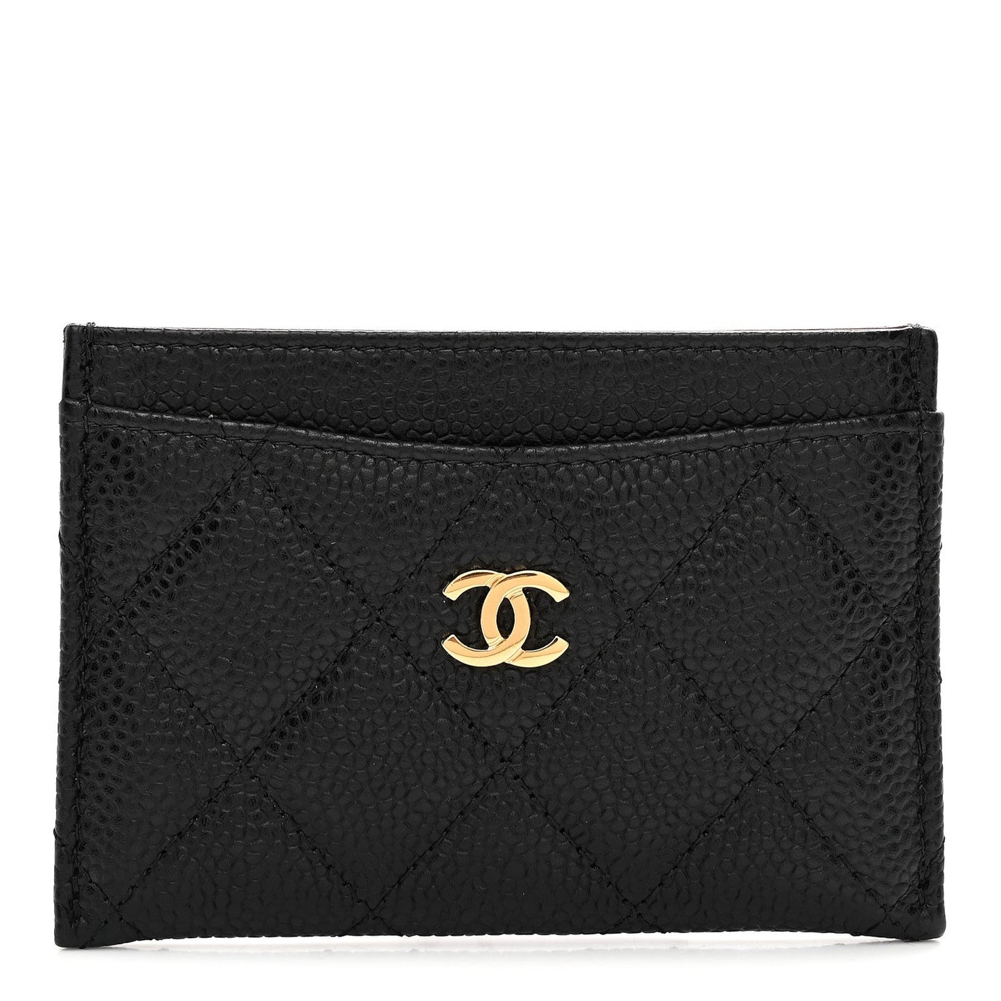Caviar Quilted Card Holder Black