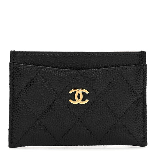 Caviar Quilted Card Holder Black