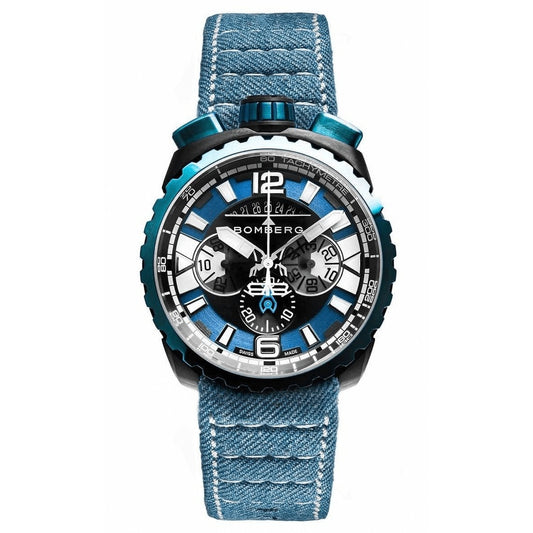 Bomberg Men's Chronograph Watch BOLT-68 Black PVD Blue