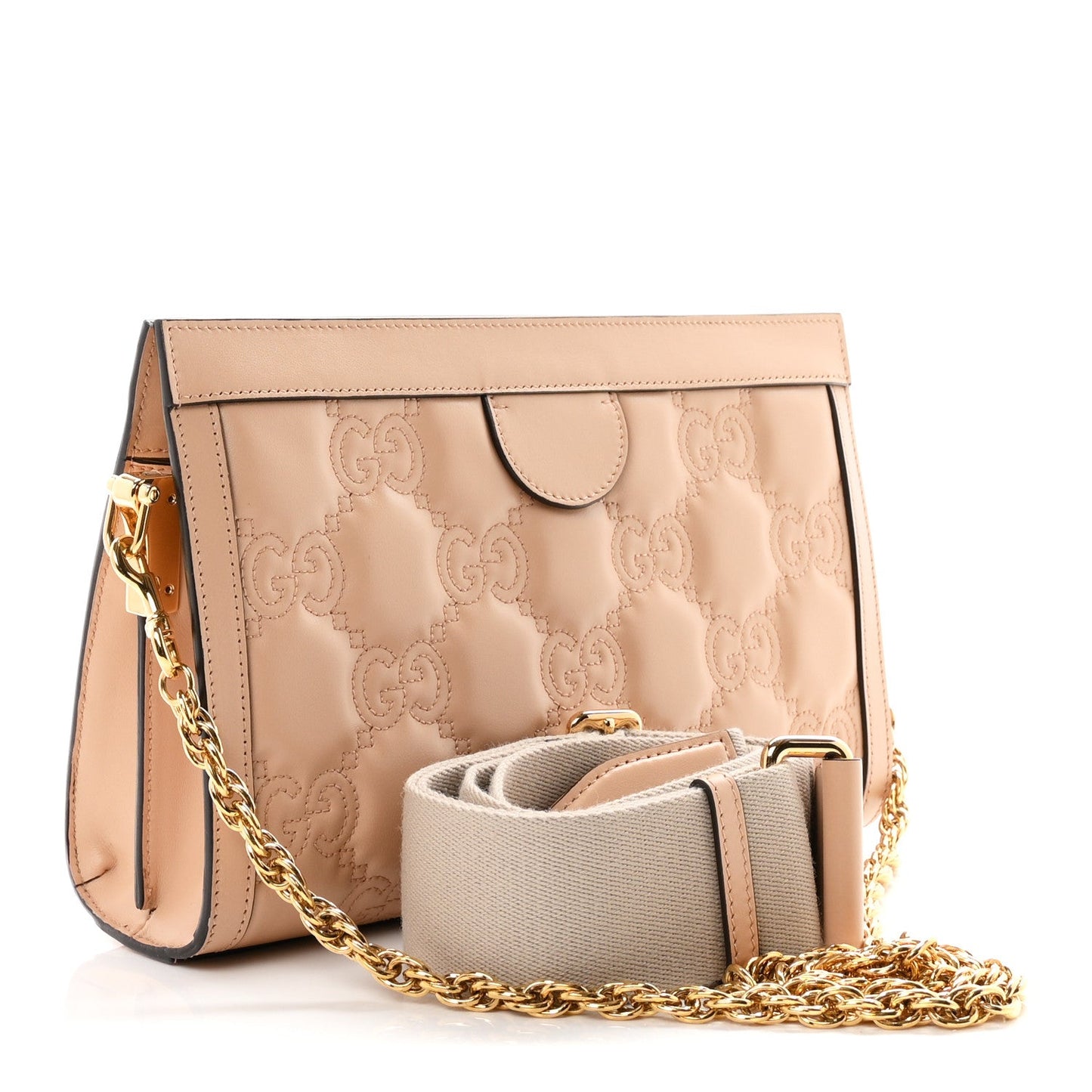 Calfskin GG Matelasse Small Slim Chain Shoulder Bag Naturale