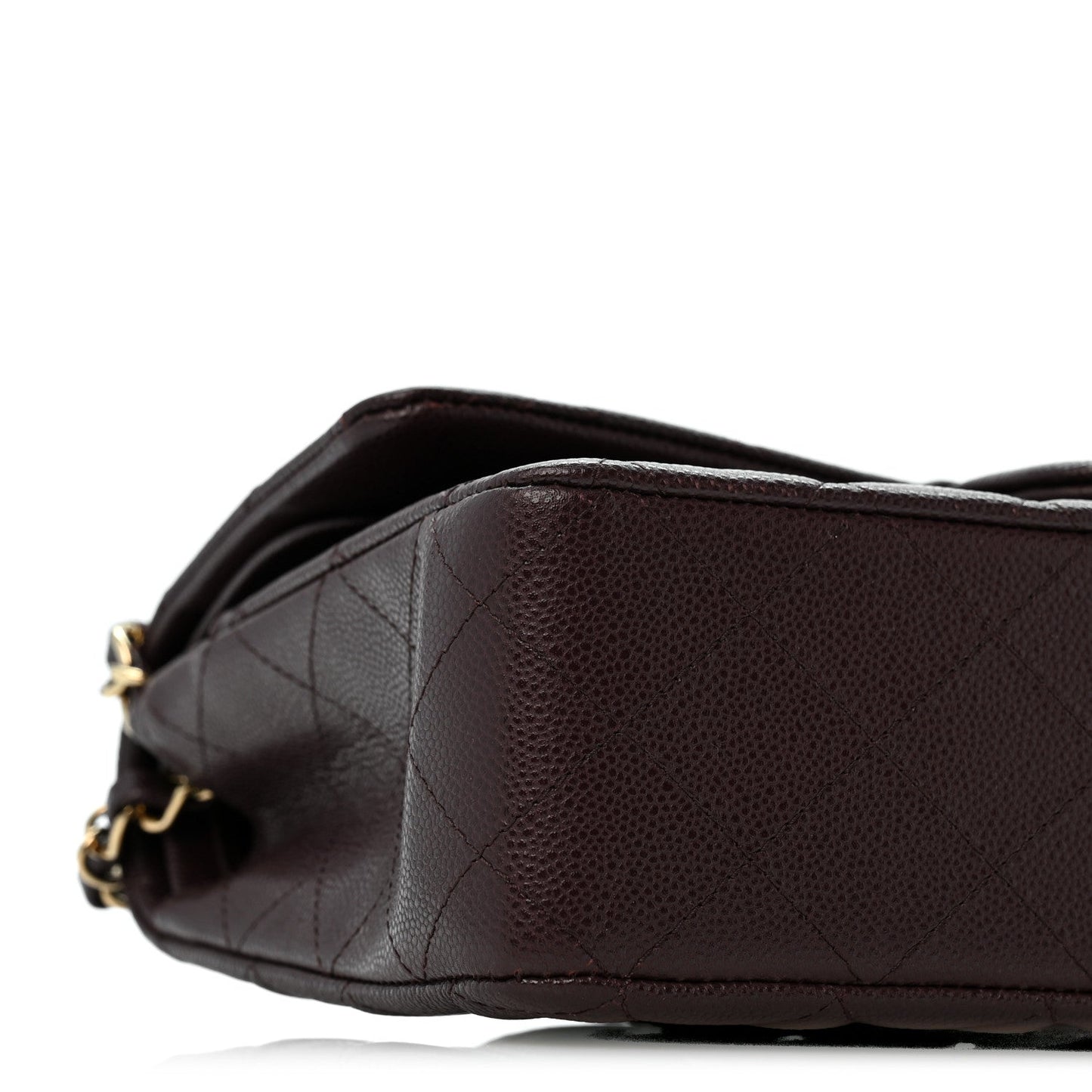 Caviar Quilted Medium Double Flap Dark Brown
