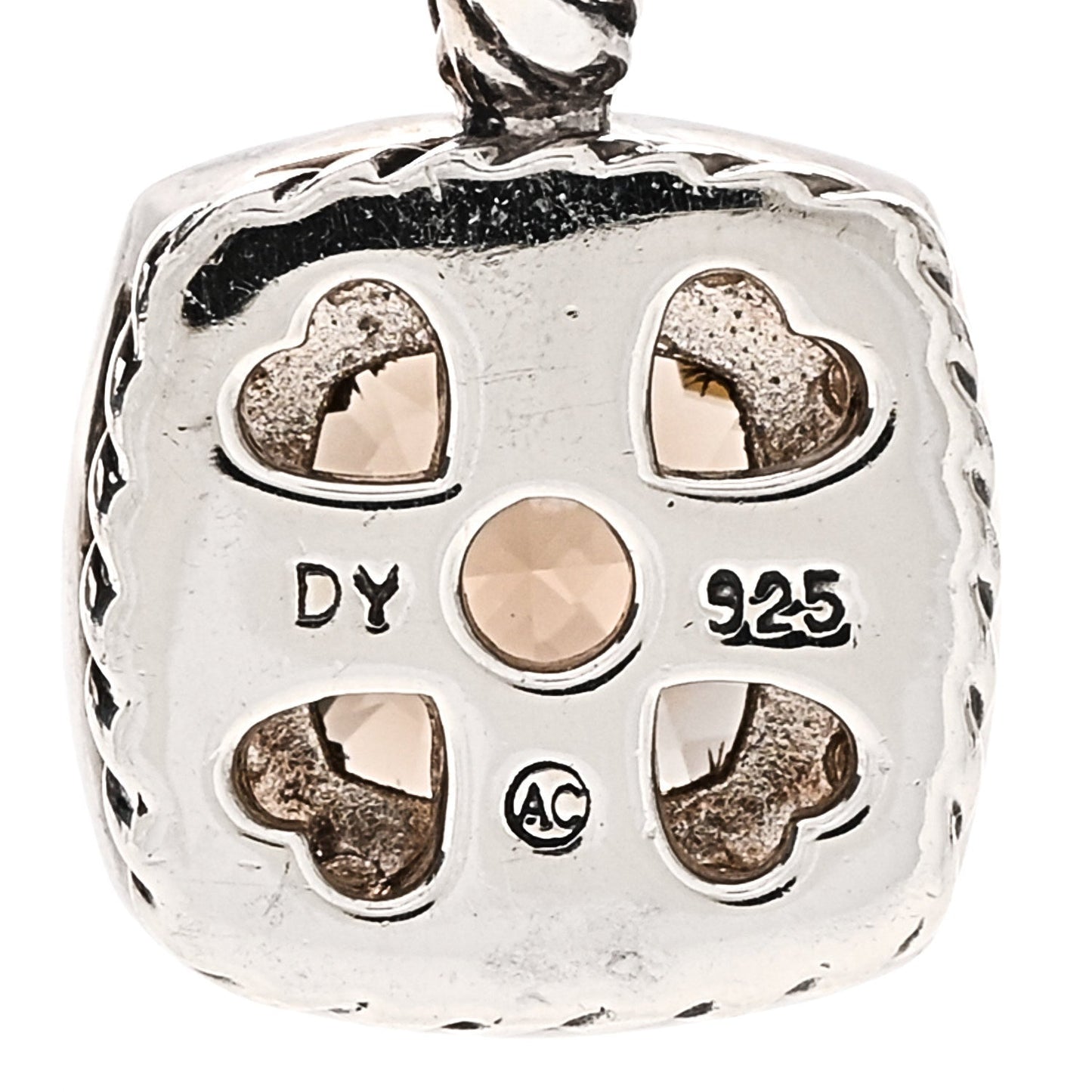 Sterling Silver Diamond Smoky Quartz 7mm Petite Albion Pendant