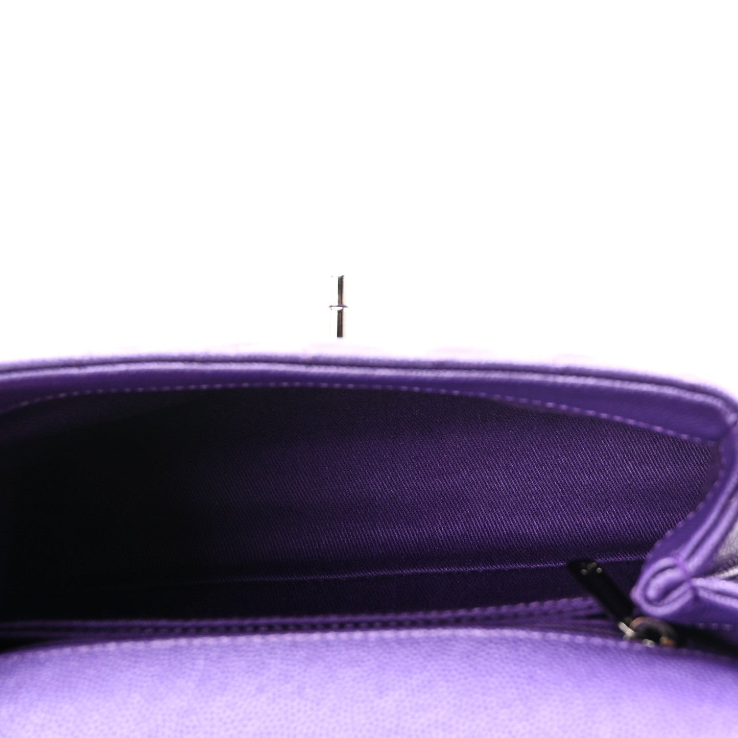 Caviar Chevron Quilted Mini Coco Handle Flap Purple