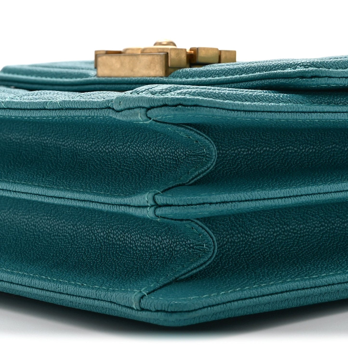 Caviar Quilted North South Boy Flap Turquoise
