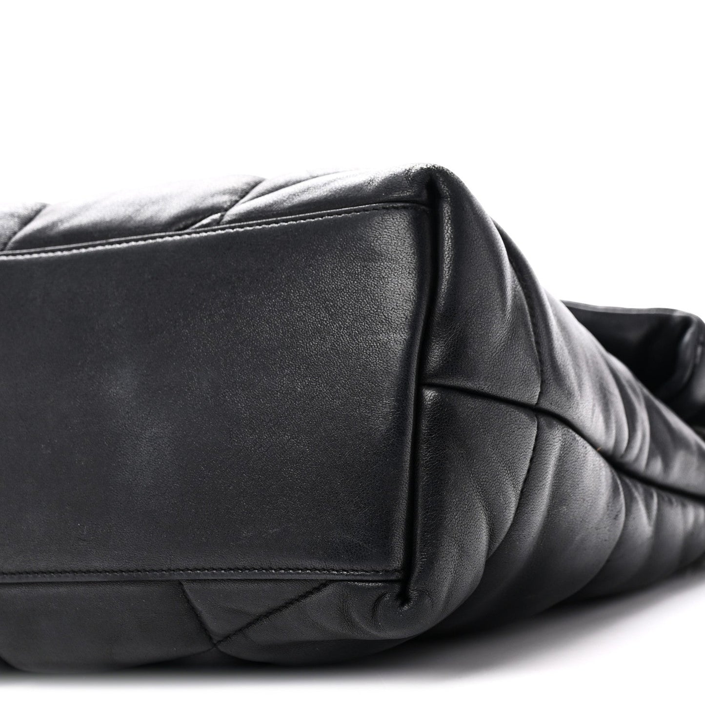 Lambskin Quilted Medium Loulou Puffer Monogram Chain Satchel Black