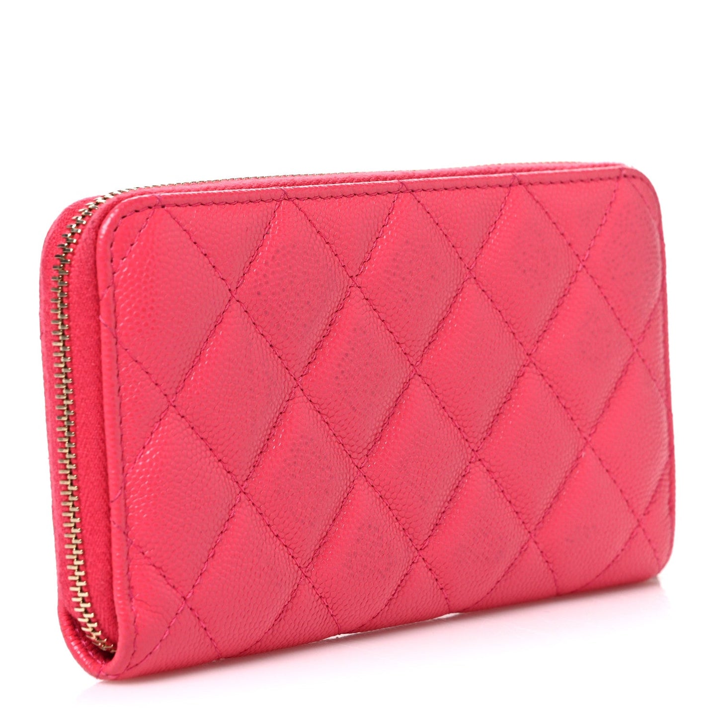 Caviar Quilted Small French New Wave Zip Around Wallet Pink