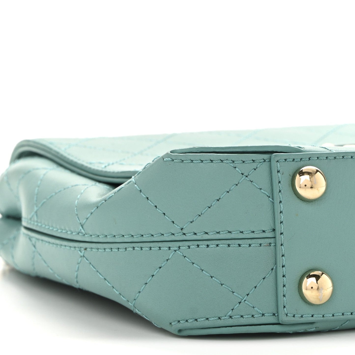Calfskin Stitched Small Covered CC Flap Bag Green