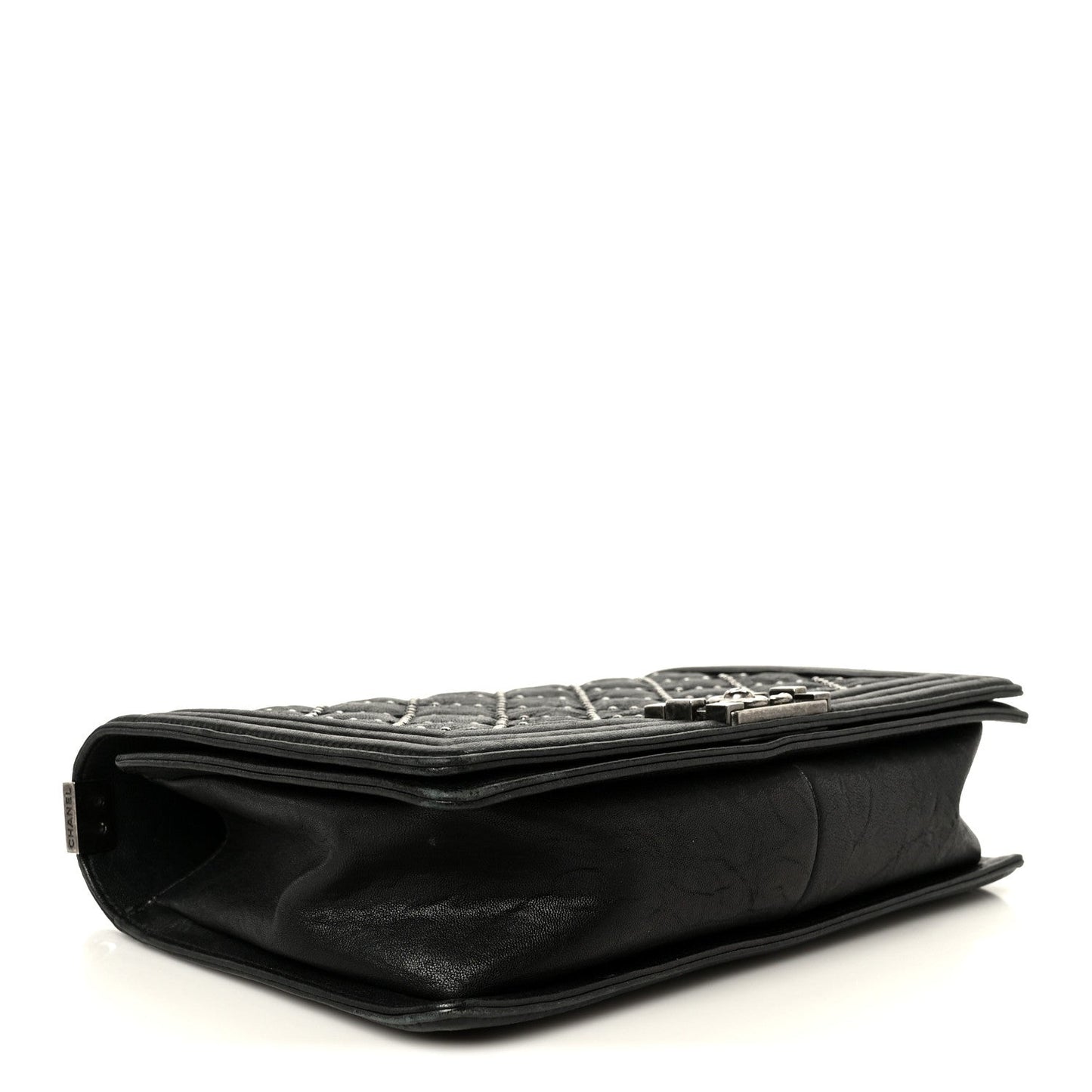 Crumpled Lambskin New Medium Studded Boy Flap Black