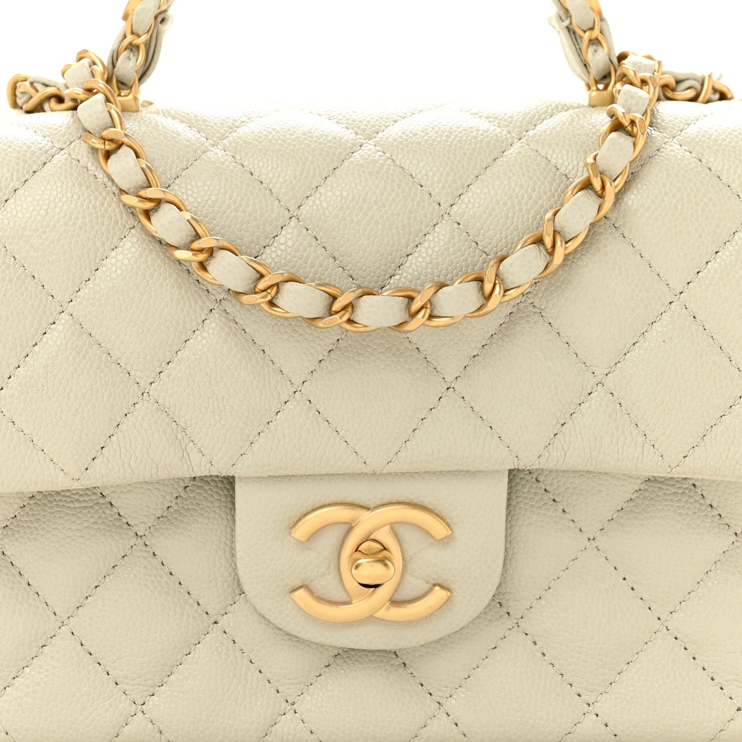 Caviar Quilted Small Handy CC Flap Light Grey