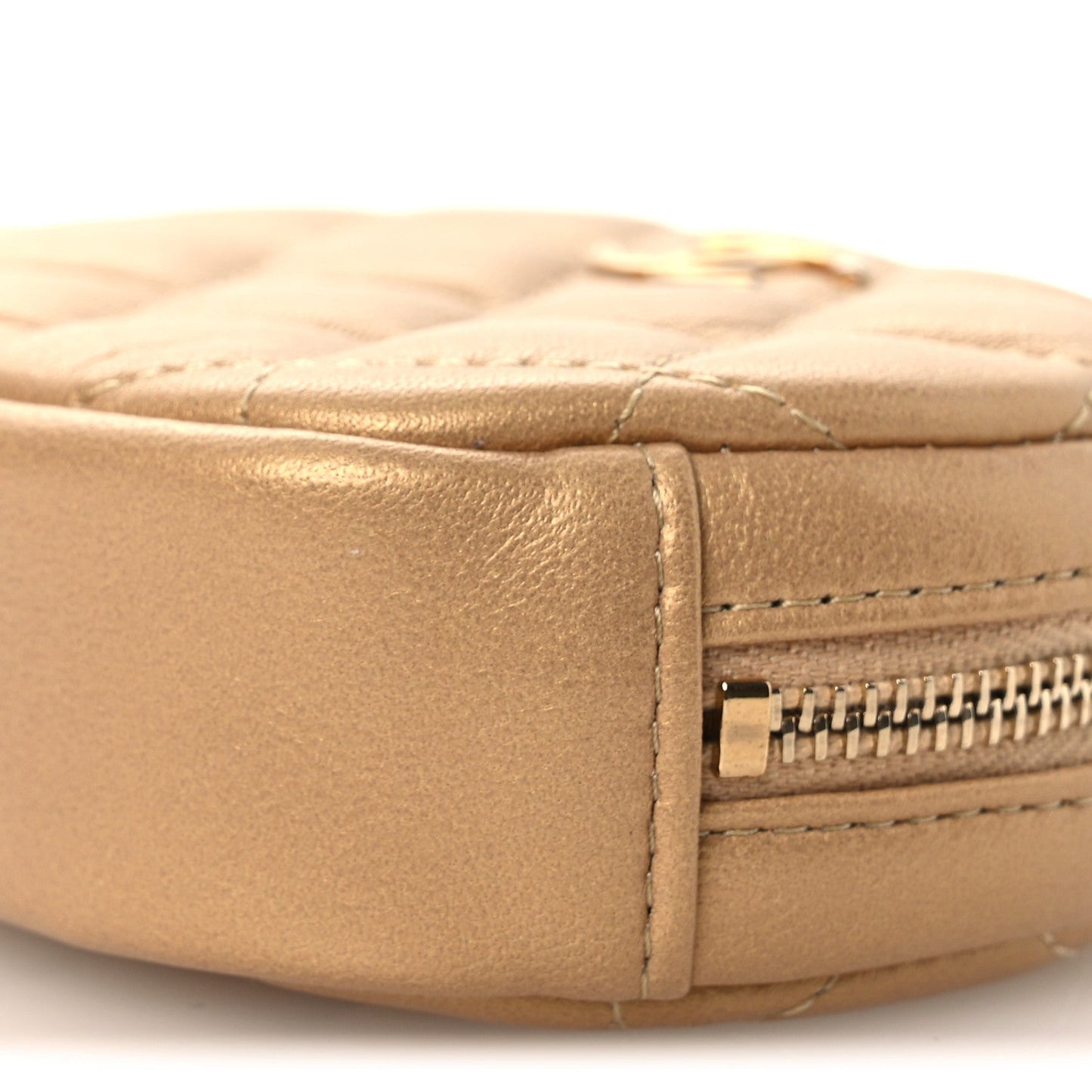 Metallic Lambskin Quilted Zip Around Classic Coin Purse Gold