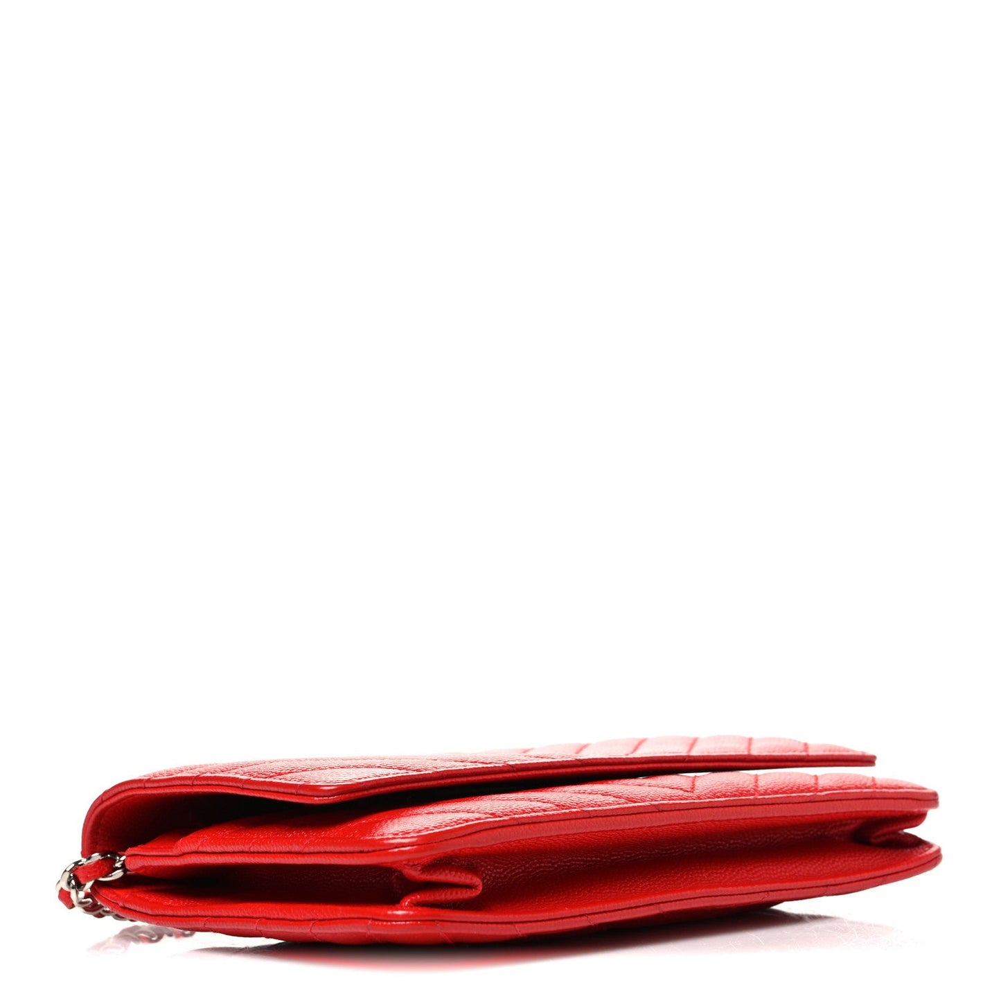 Caviar Chevron Quilted Wallet On Chain WOC Red