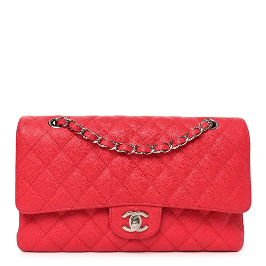 Caviar Quilted Medium Double Flap Dark Pink