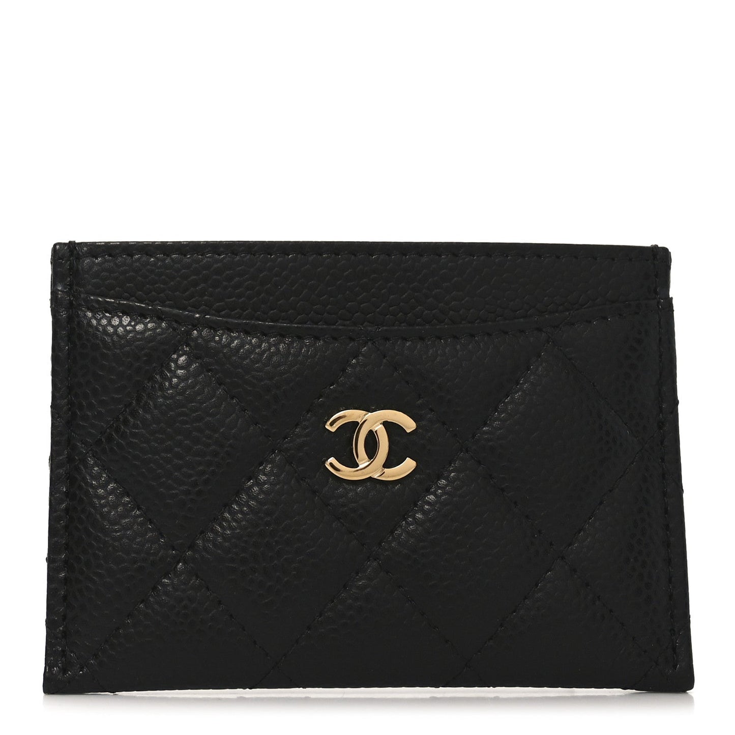 Caviar Quilted Card Holder Black