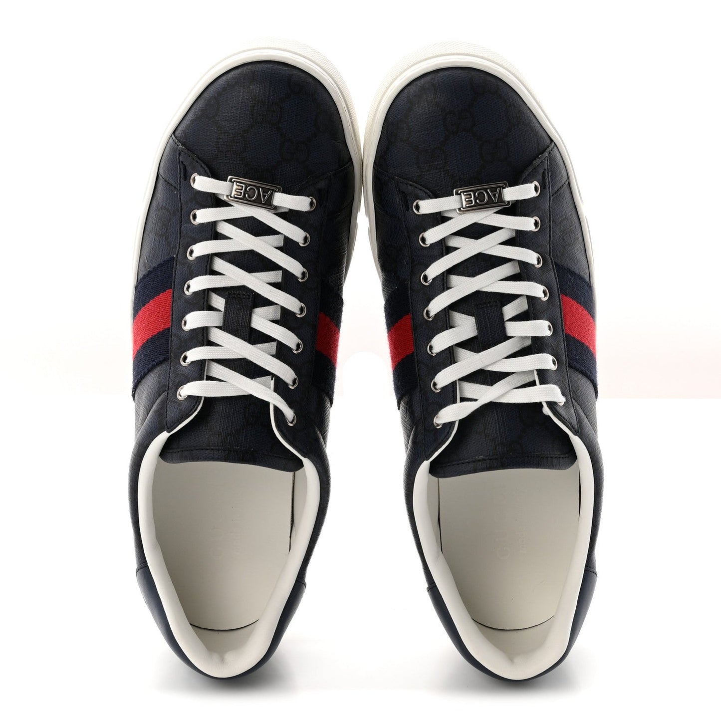 GG Supreme Monogram Web Mens New Ace Sneakers 10 Dark Blue