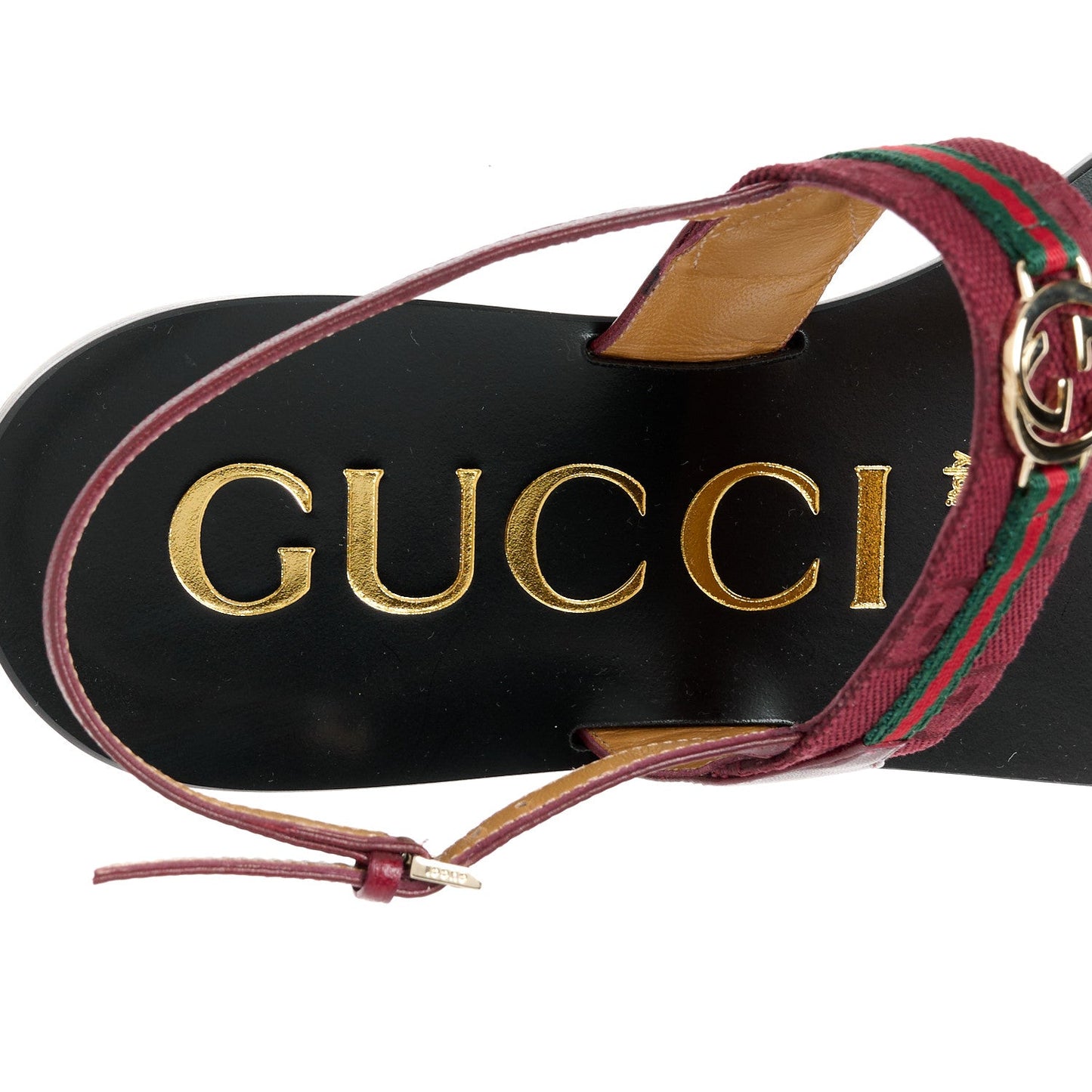 New Canvas GG Malaga Kid Web Interlocking G Womens Thong Sandals 40.5 Rosso Ancora