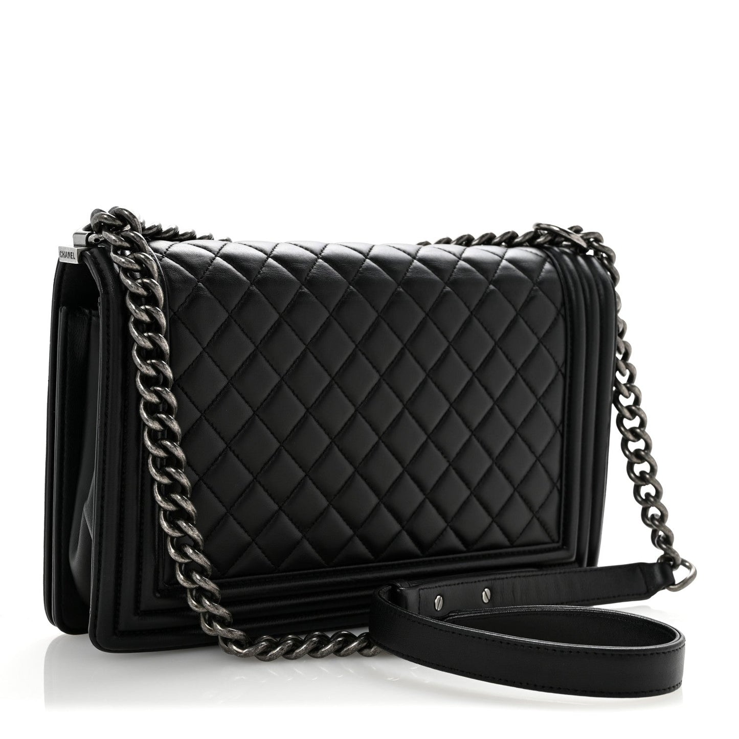 Lambskin Quilted New Medium Boy Flap Black