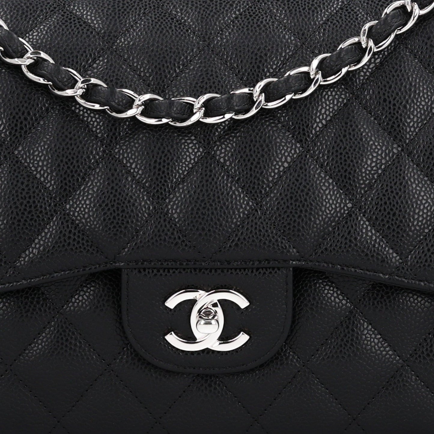 Caviar Quilted Jumbo Double Flap Black