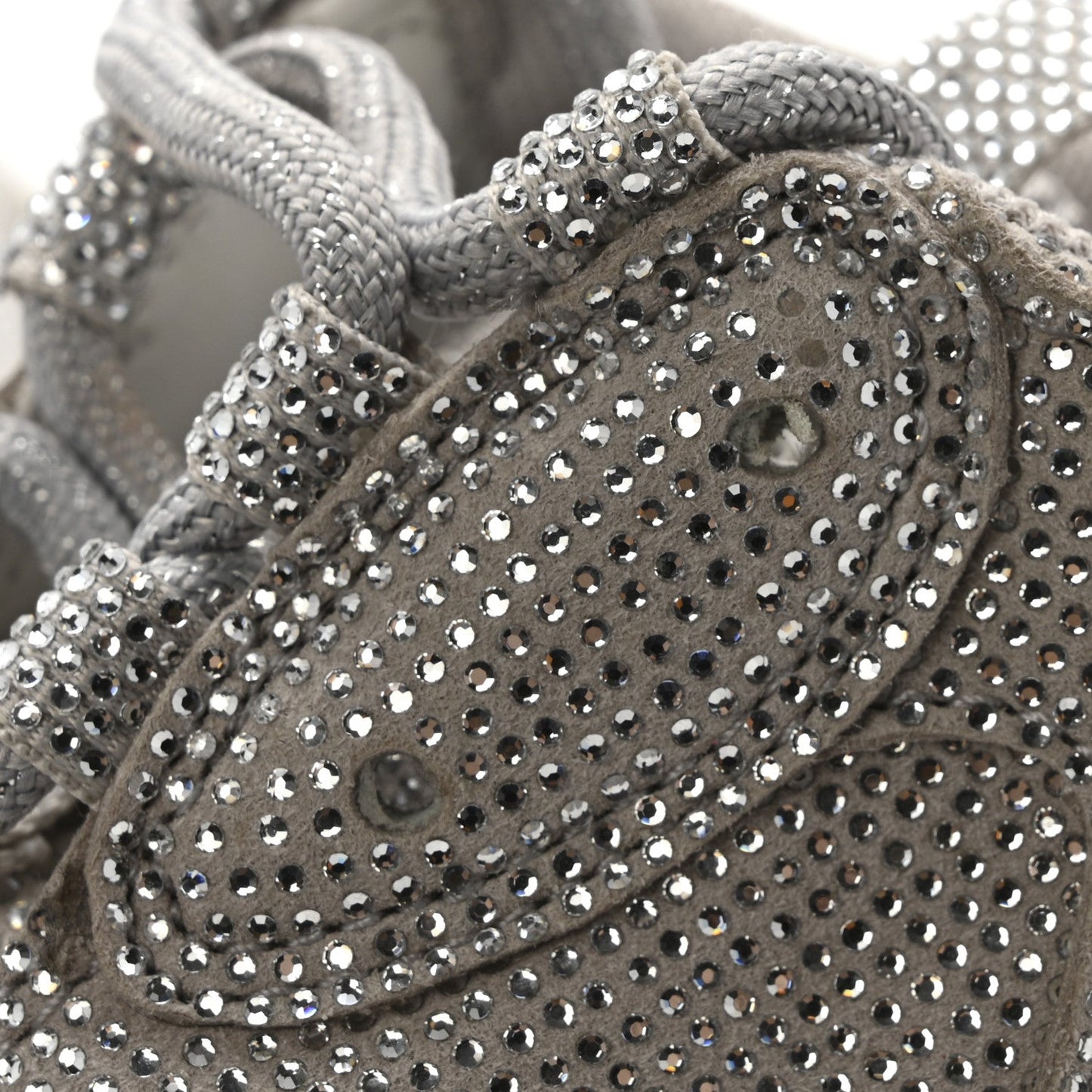 Microfiber Strass Embellished Womens Triple S Sneakers 39 Light Grey