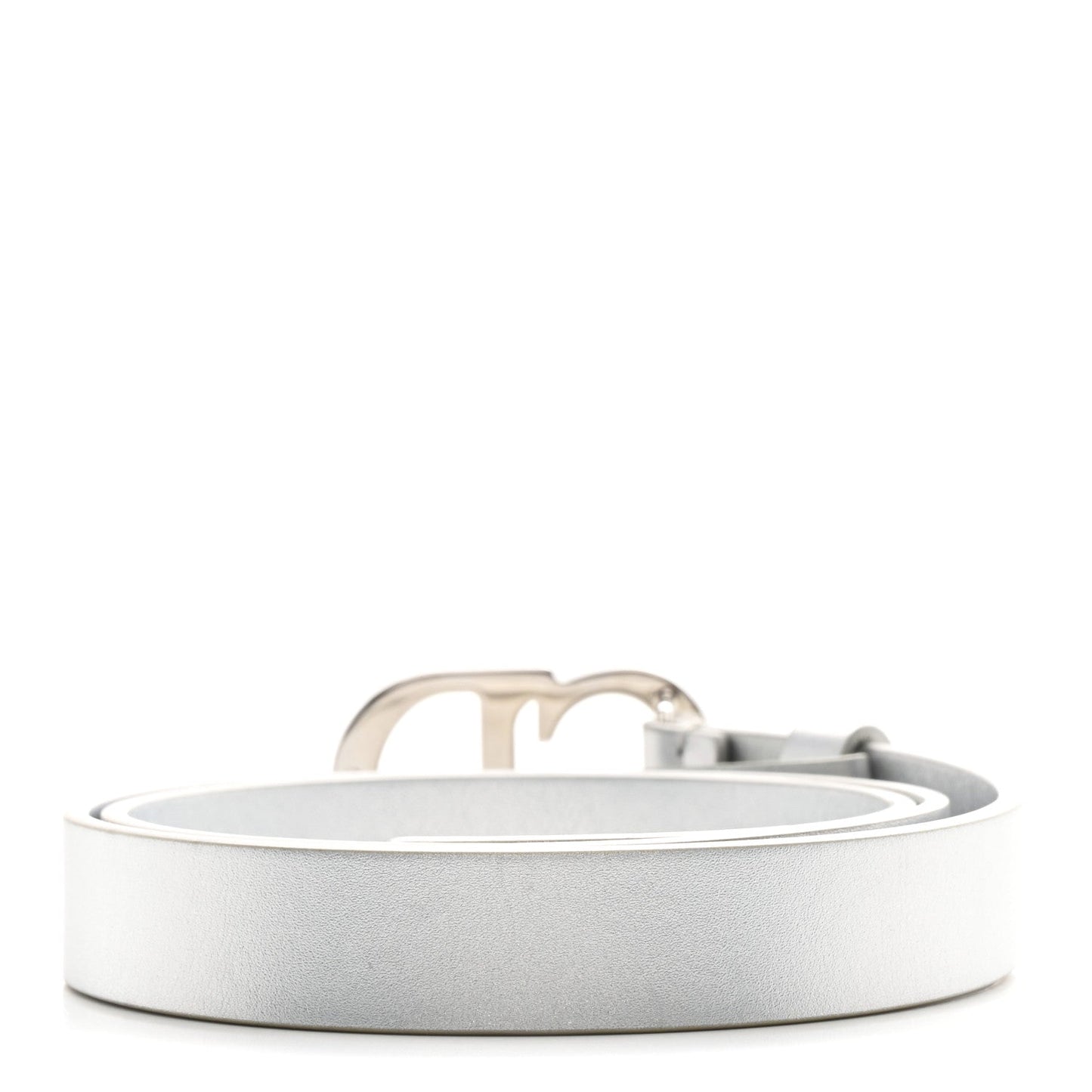 Metallic Calfskin Saddle Belt 70 28 Silver