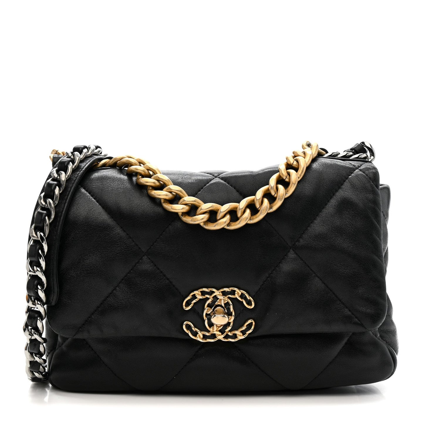 Lambskin Quilted Medium Chanel 19 Flap Black