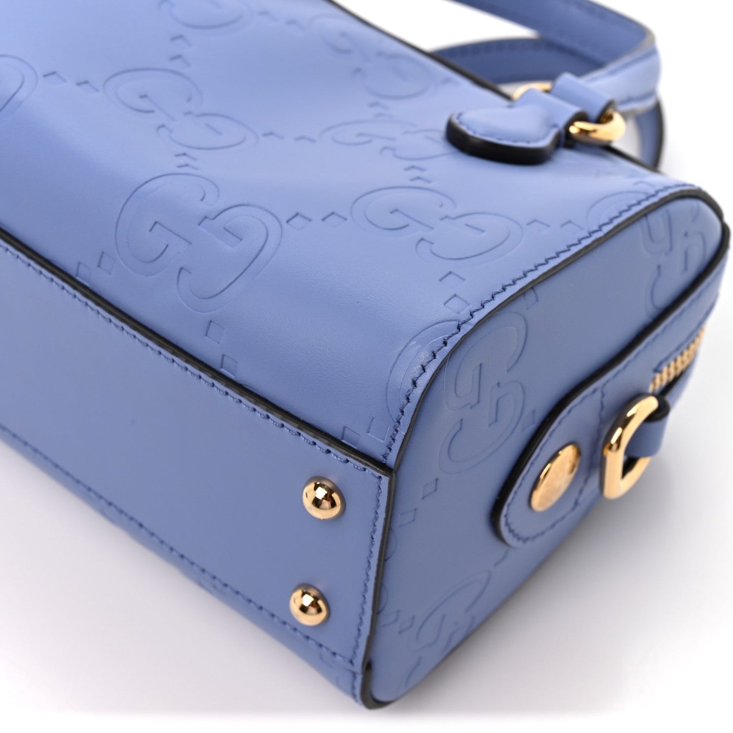 Gilbert Calfskin Jumbo GG Embossed Super Mini Top Handle Bowler Bag Bloom Lavender