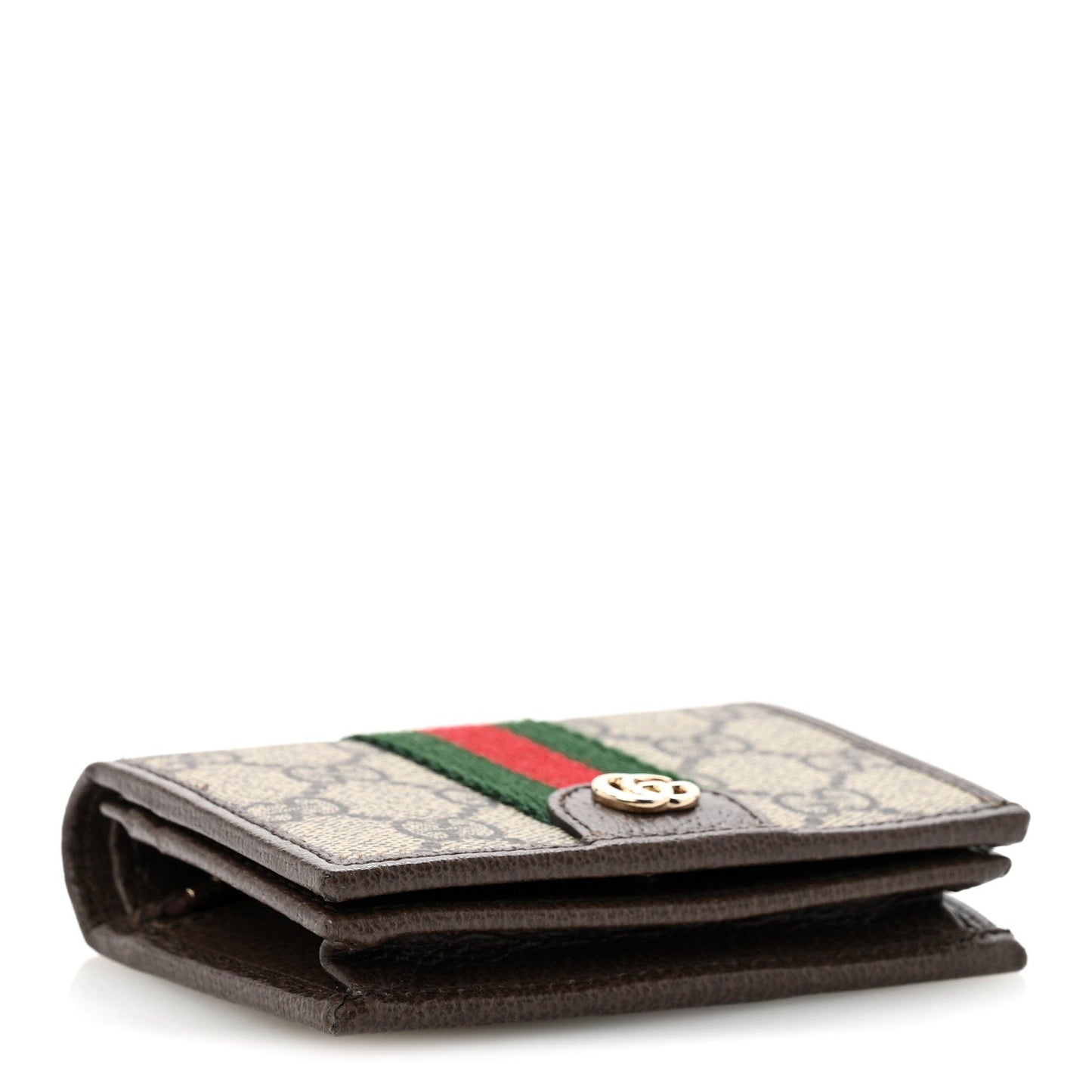 GG Supreme Monogram Web Ophidia Small Wallet Beige Dark Brown
