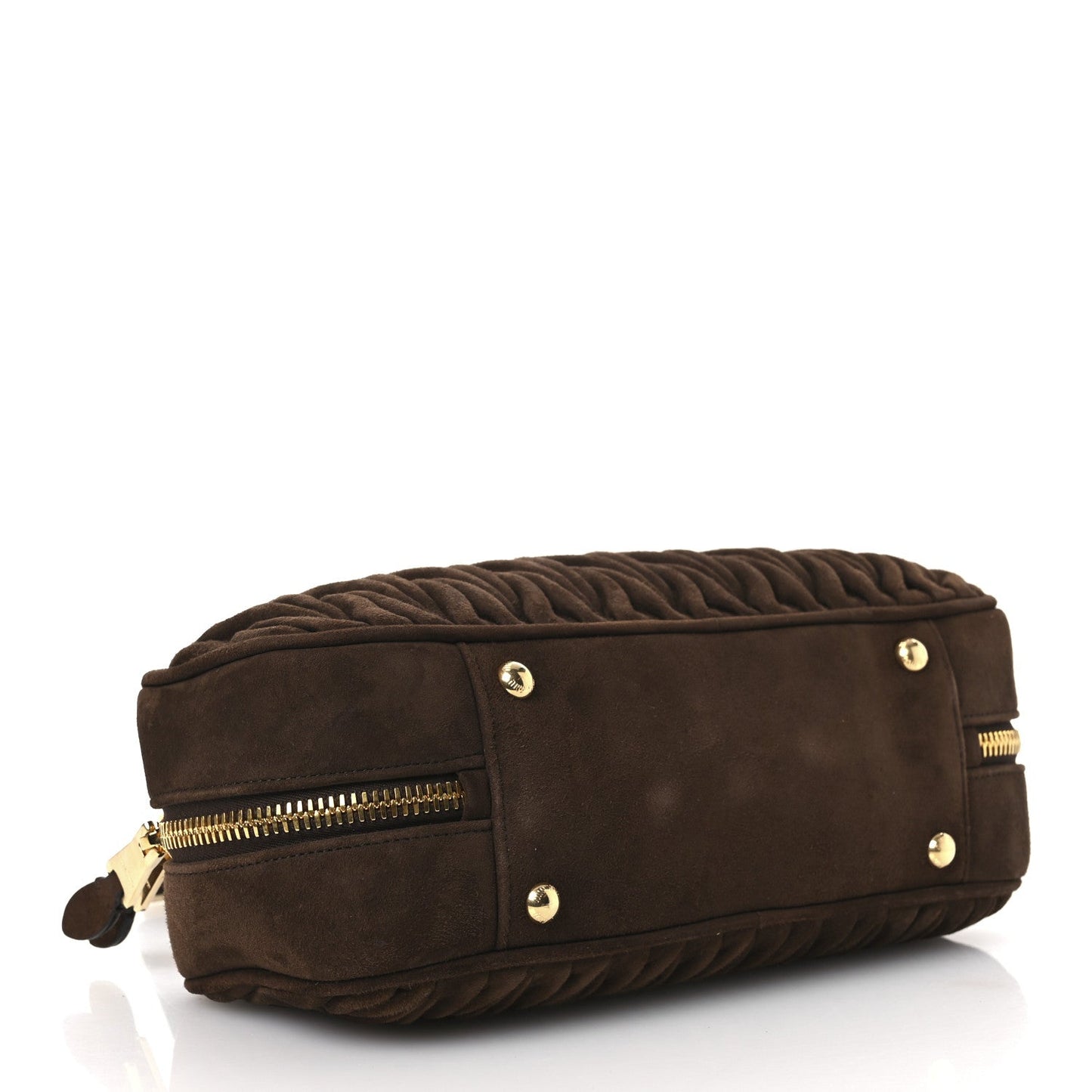 Suede Matelasse Large Arcadie Top Handle Bag Cocoa Brown