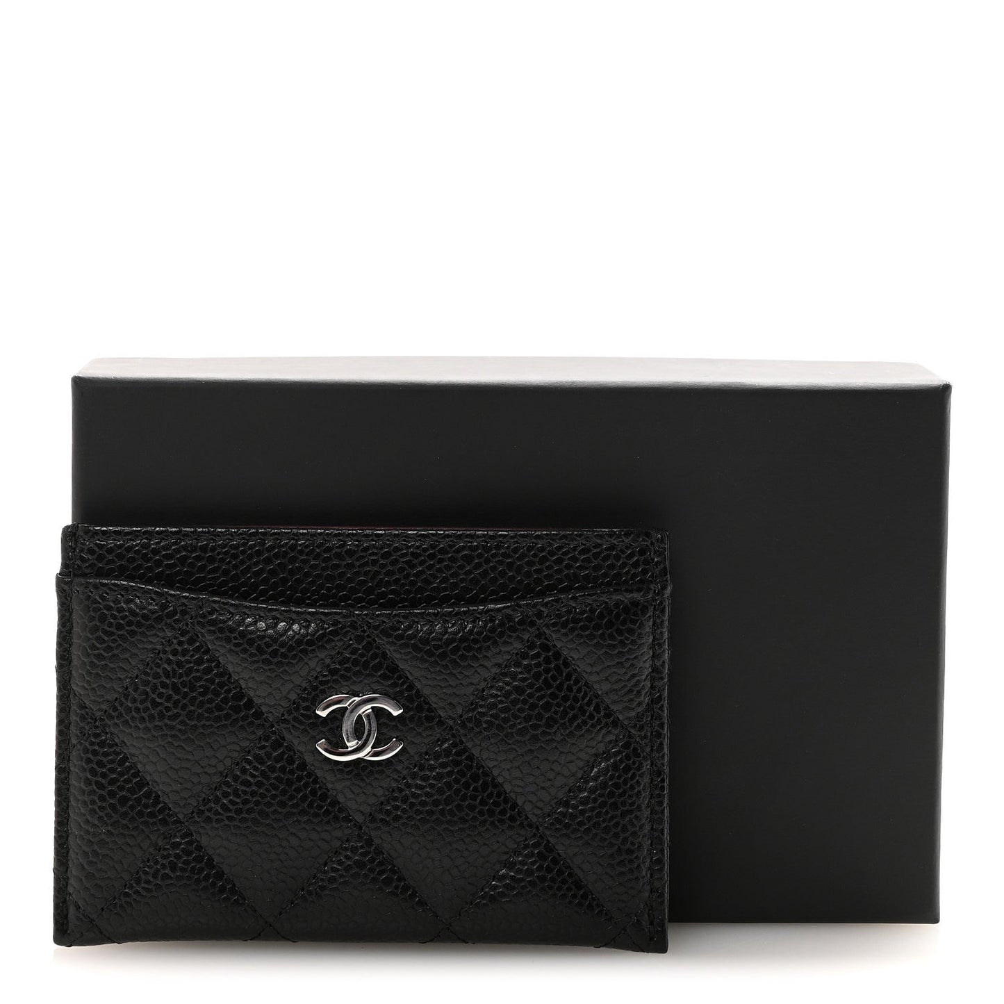 Caviar Quilted Card Holder Black